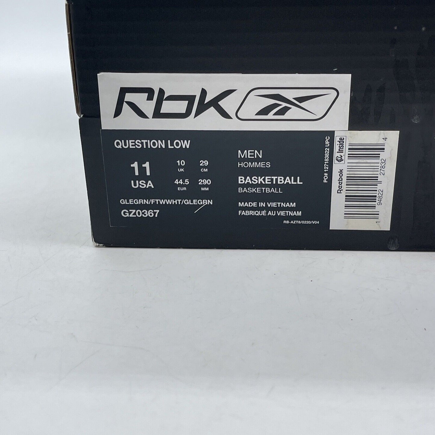 Size 11 - Reebok Question Low Green Toe White Leather Suede (GZ0367)