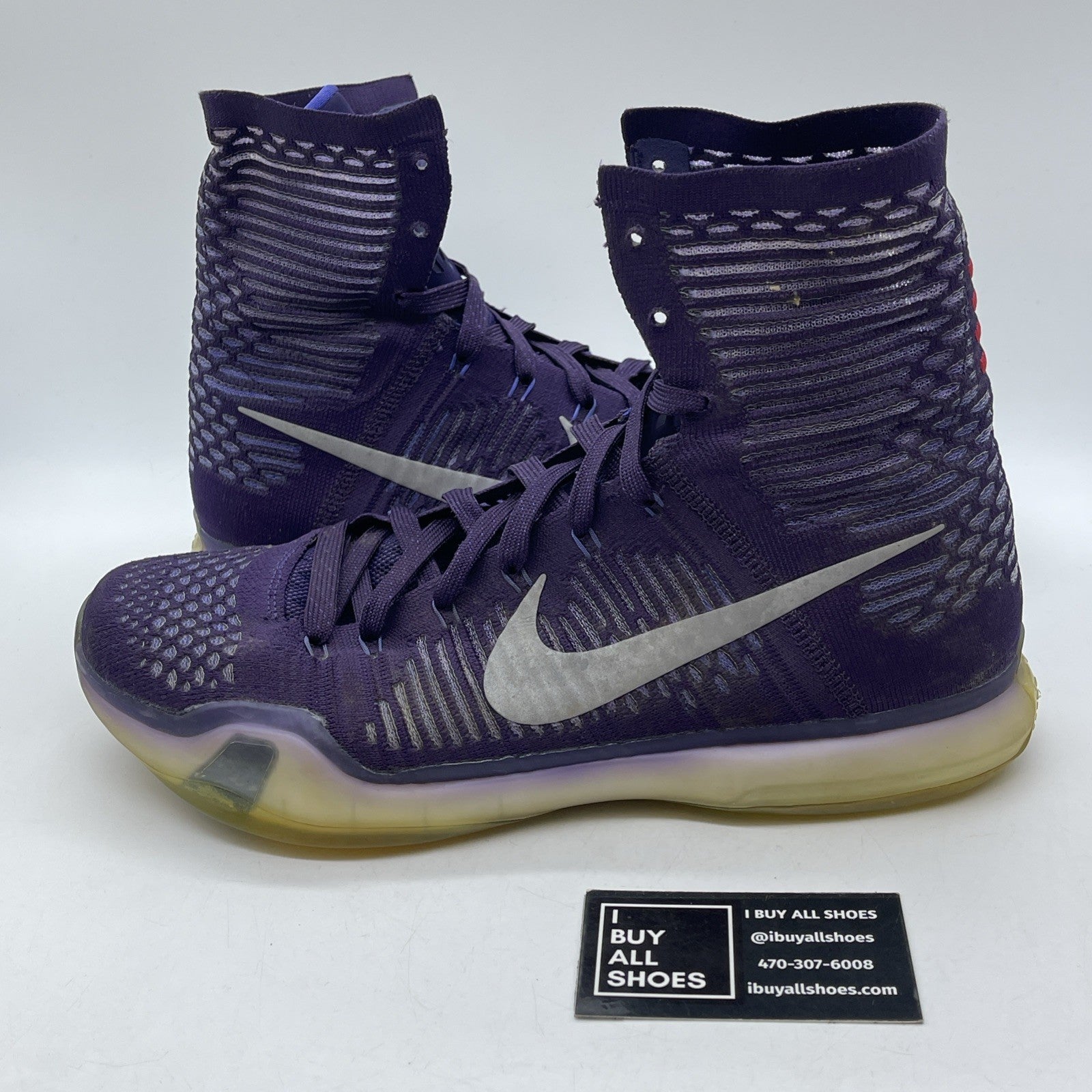 Size 11.5 - Nike Kobe 10 Elite Team Silver Purple Suede (718763-505)