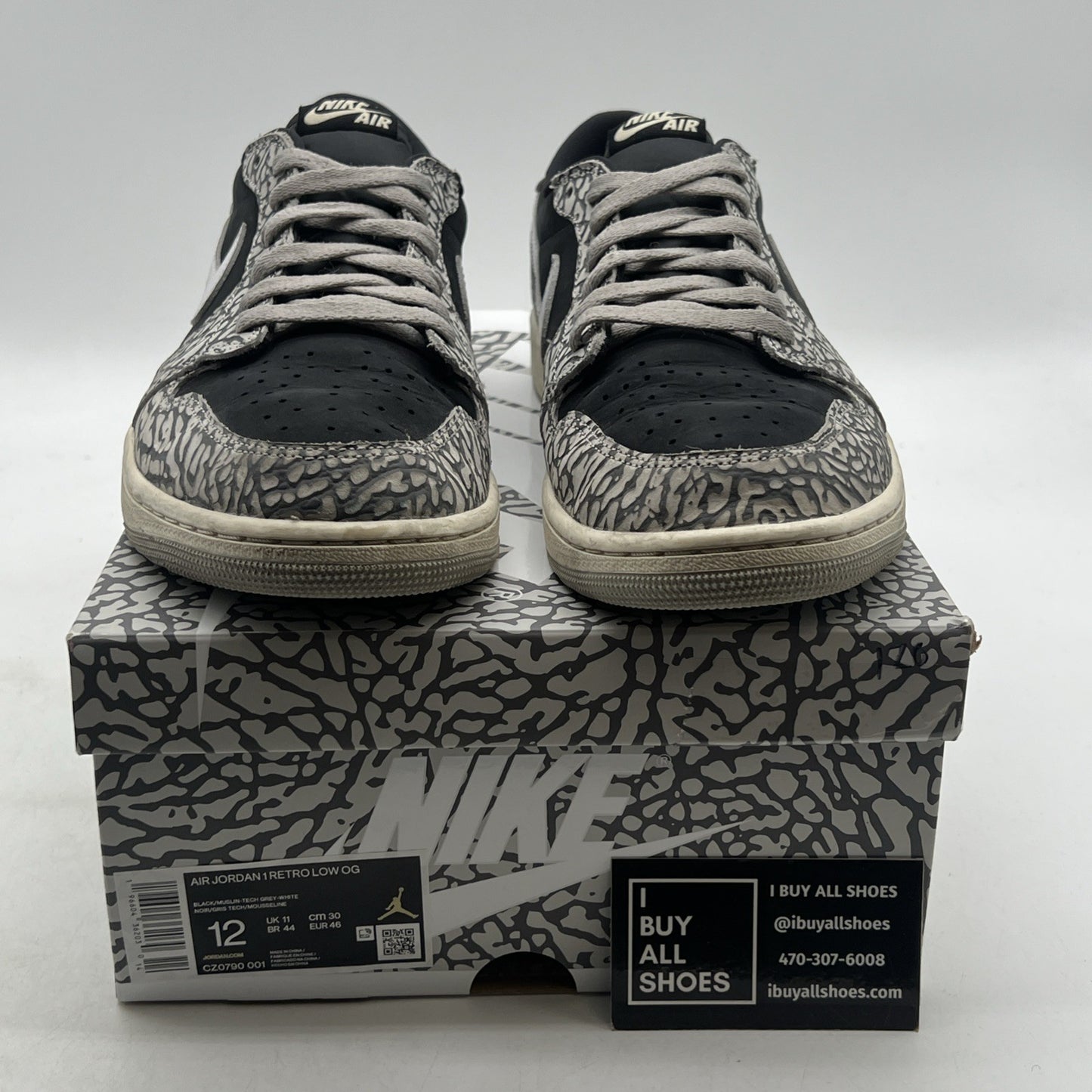 Size 12 - Air Jordan 1 Retro OG Low Black Cement (CZ0790-001)
