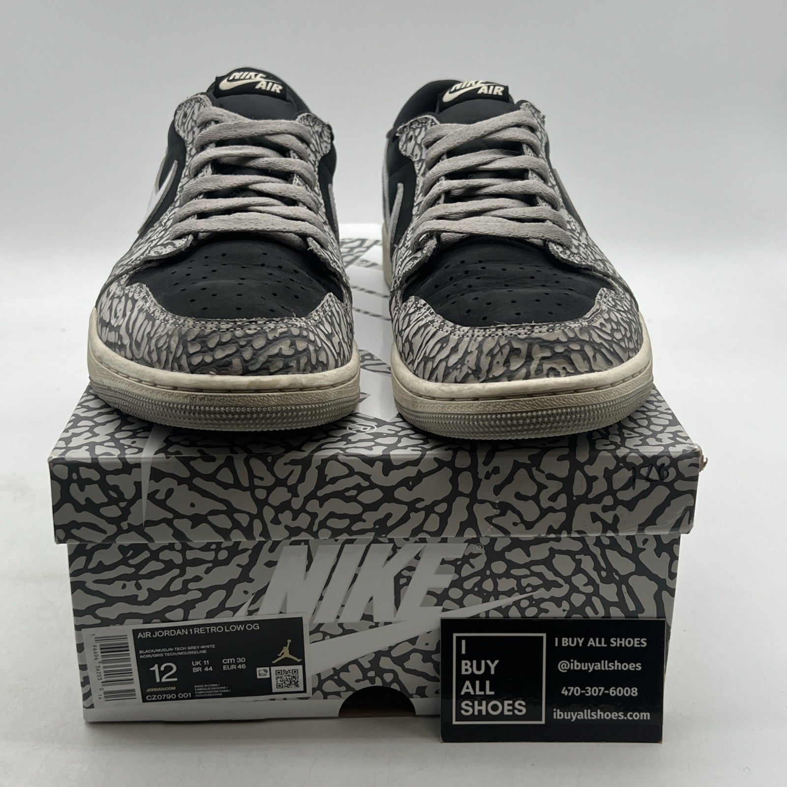 Size 12 - Air Jordan 1 Retro OG Low Black Cement (CZ0790-001)
