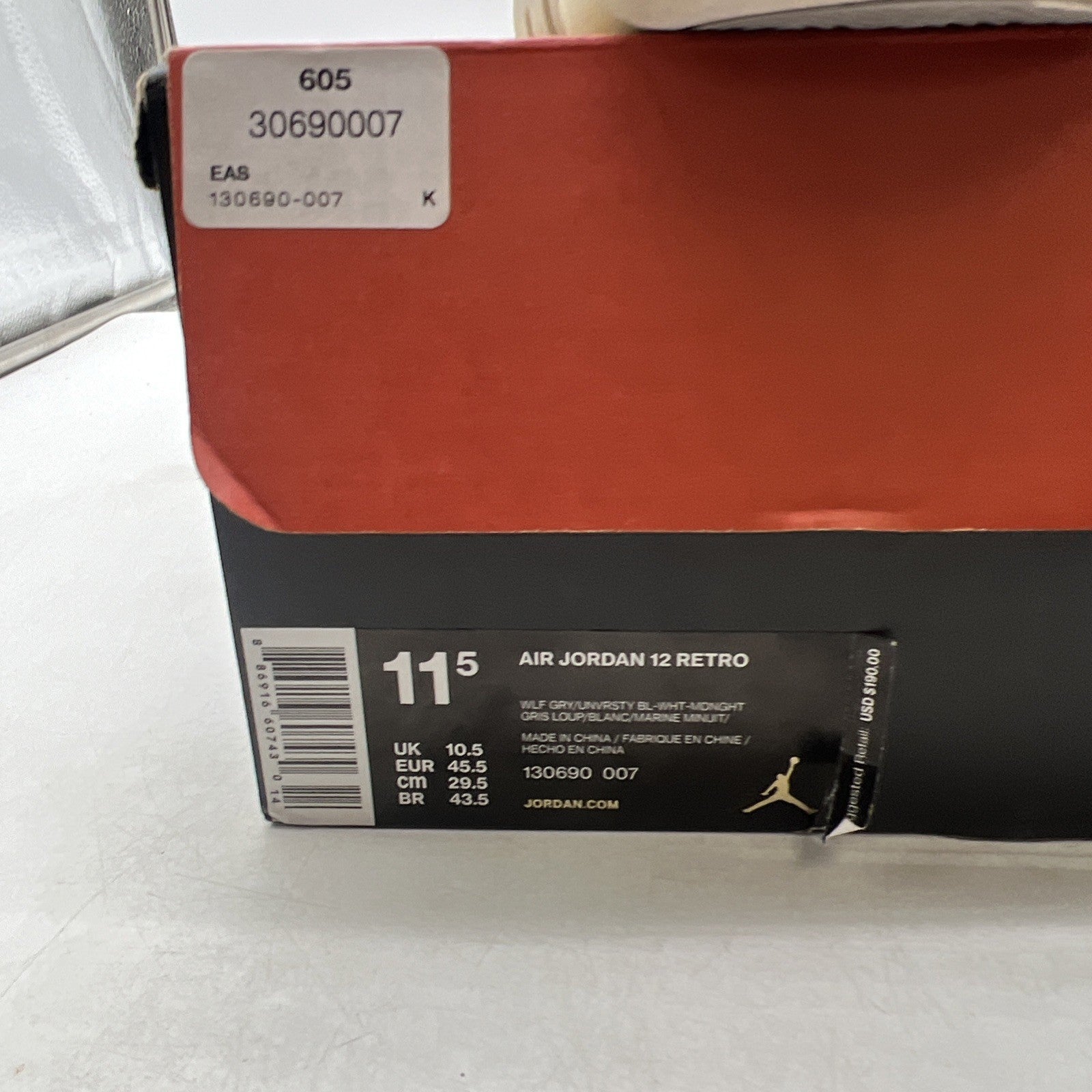 Size 11.5 - Air Jordan 12 Retro Grey University Blue (130690-007)