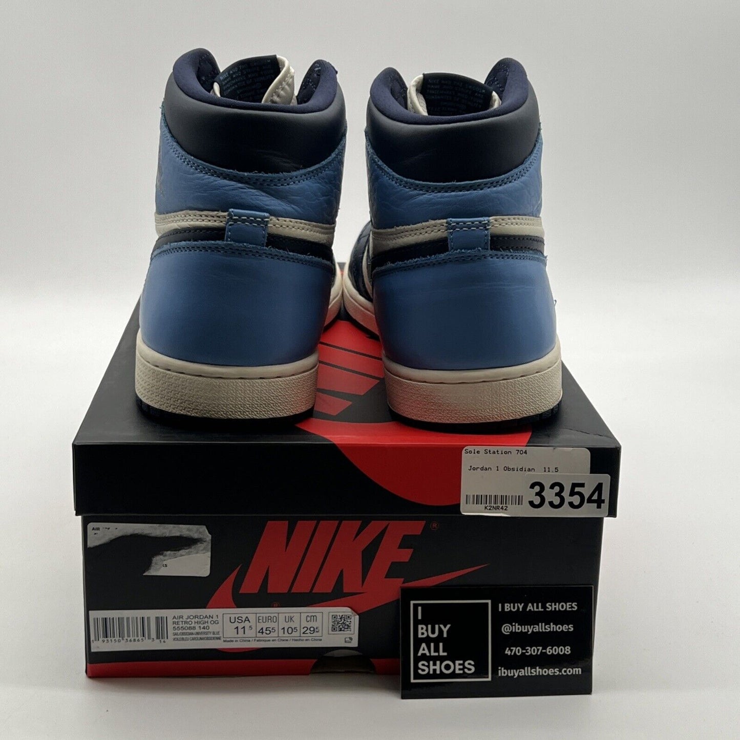 Size 11.5 - Air Jordan 1 Retro OG High Obsidian UNC 2019 (555088-140)