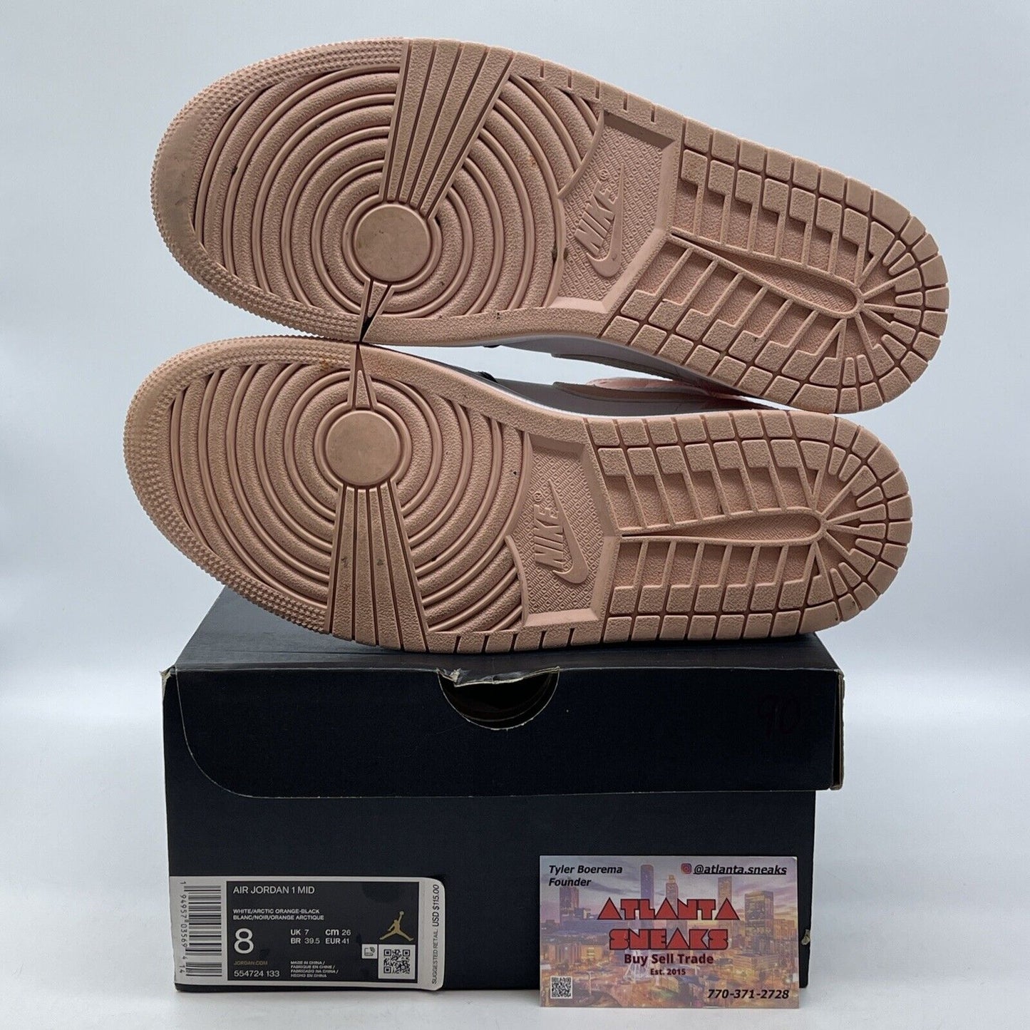 Size 8 - Air Jordan 1 Mid Crimson Tint White Orange Black Leather (554724-133)