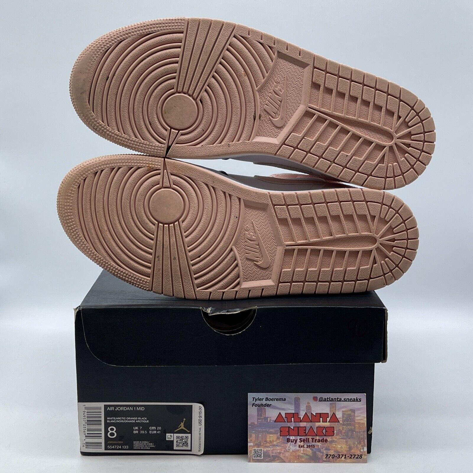 Size 8 - Air Jordan 1 Mid Crimson Tint White Orange Black Leather (554724-133)
