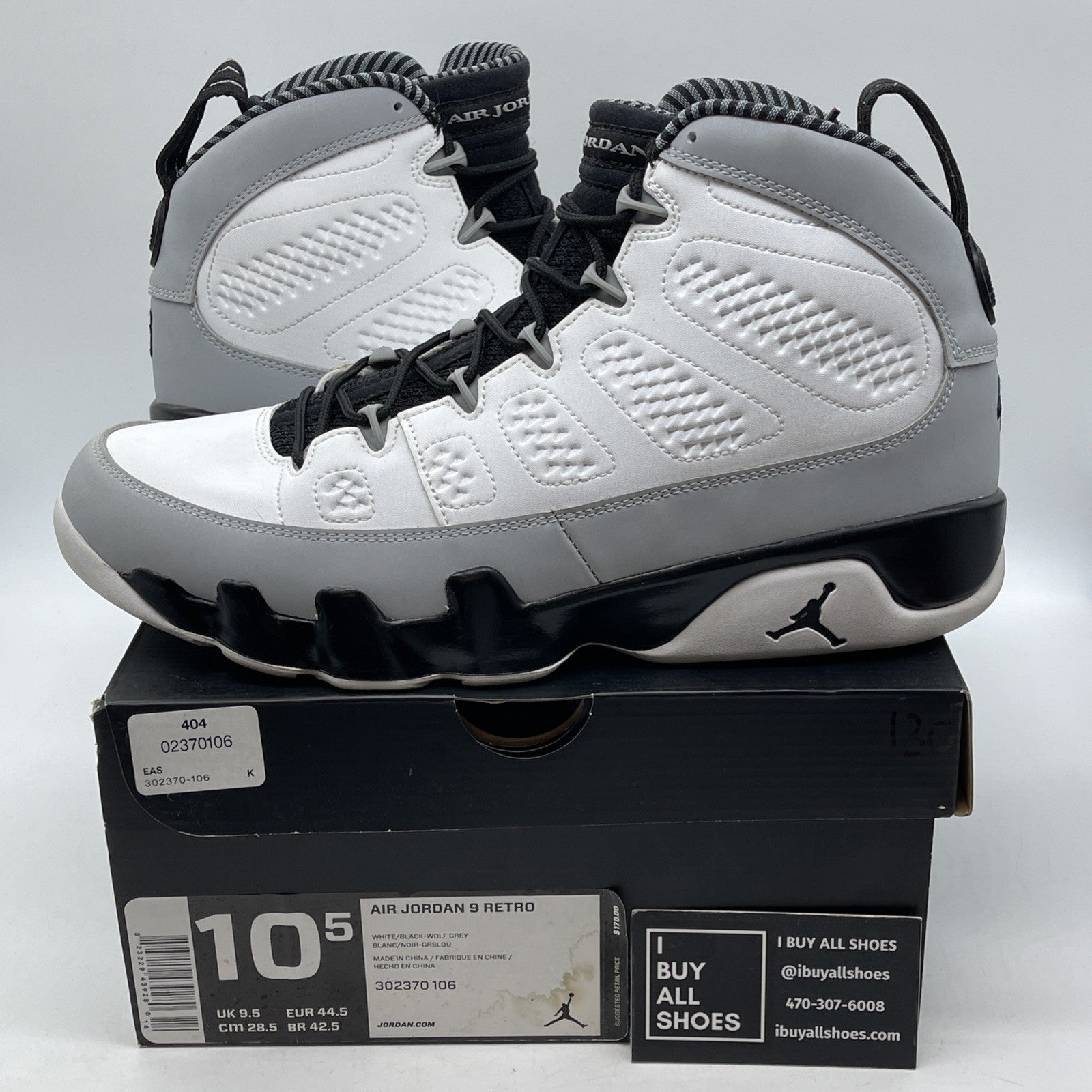 Size 10.5 - Air Jordan 9 Retro Barons Grey Black Suede Leather (302370-106)