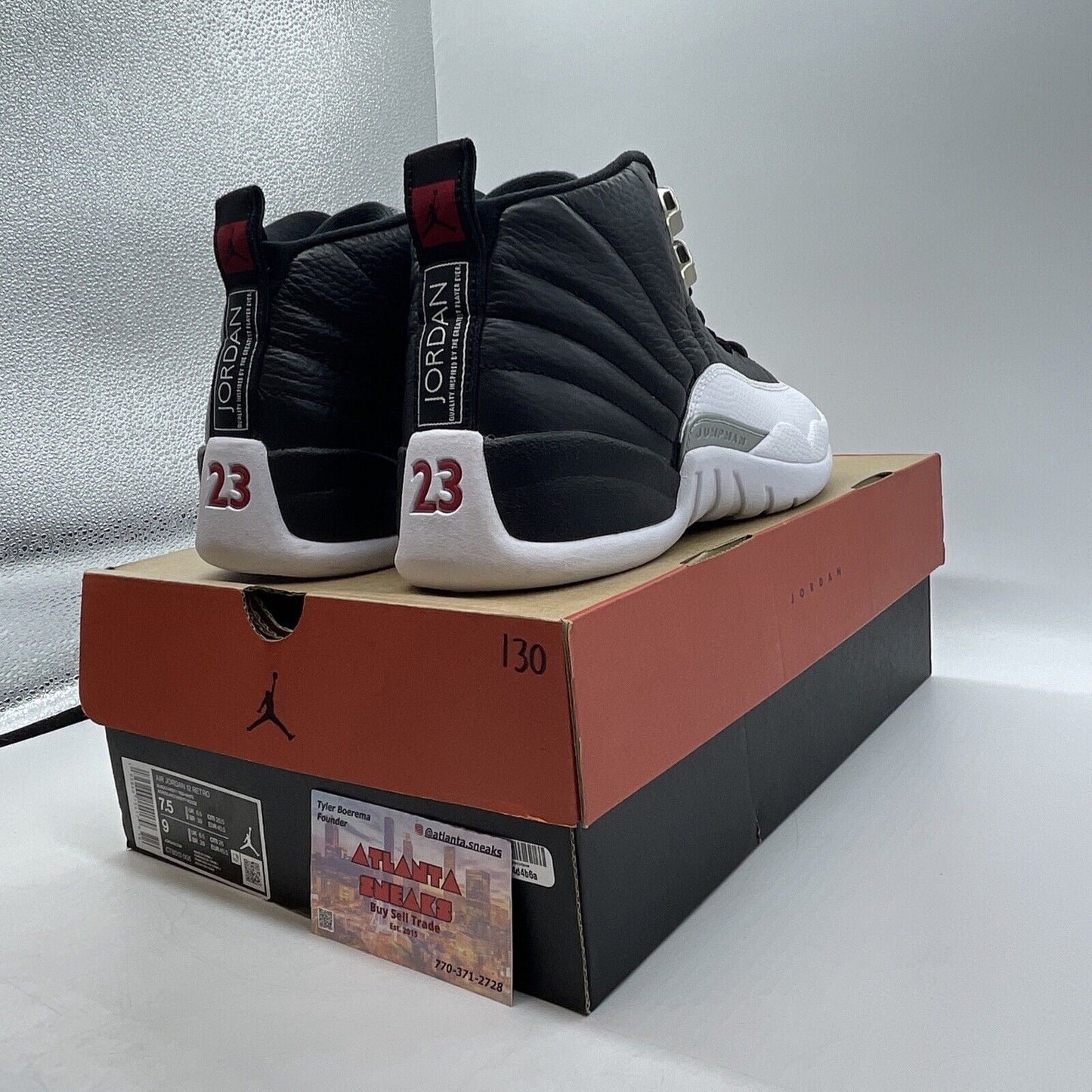 Size 7.5 - Jordan 12 Retro Mid Playoff Black White Red Leather (CT8013-006)