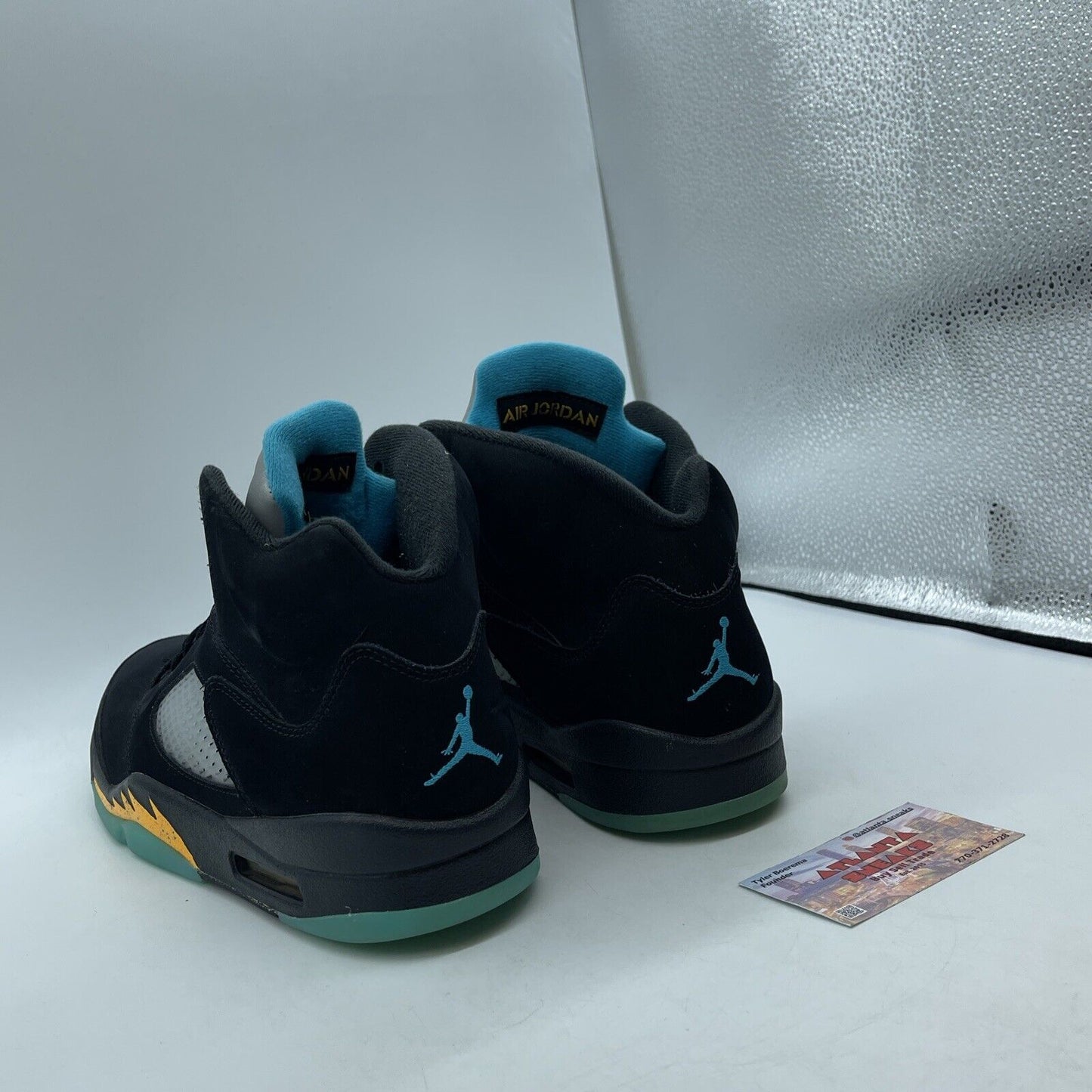 Size 10 - Jordan 5 Retro Mid Aqua Black Blue Yellow Suede (DD0587-047)