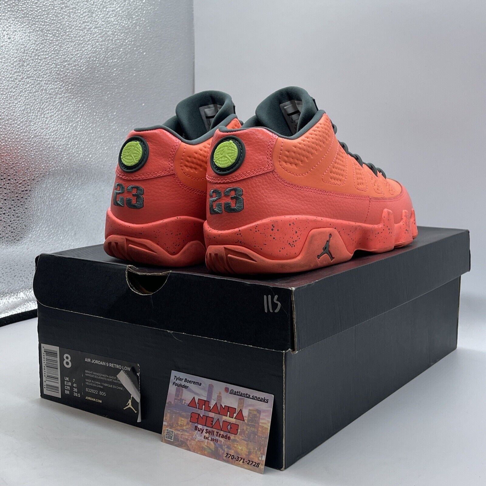 Size 8 - Air Jordan 9 Low Bright Mango Gray Leather (832822-805)