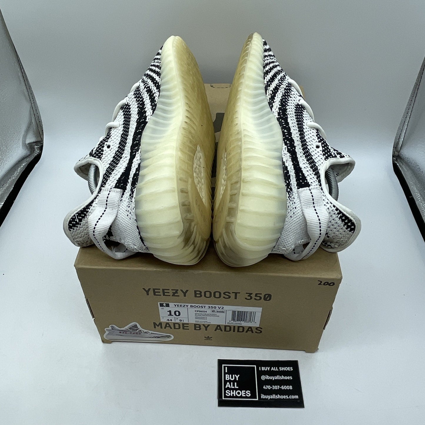 Size 10 - adidas Yeezy Boost 350 V2 Low Zebra White Black Suede (CP9654)