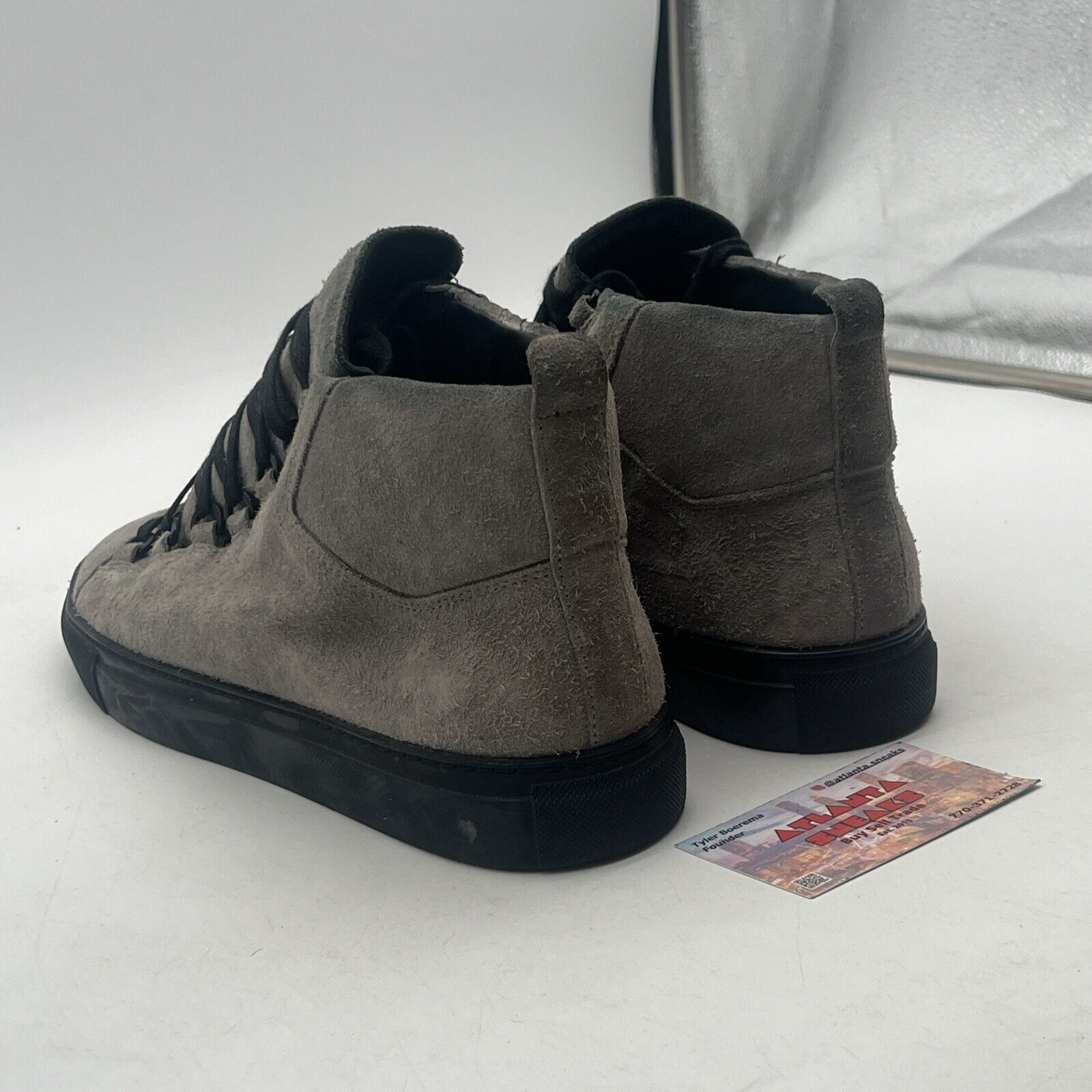 Size 8.5 - Balenciaga Gray Suede Arena High Grey Black