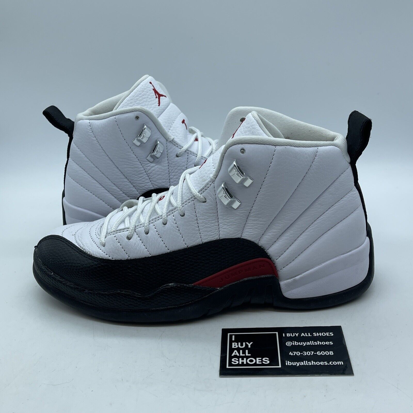 Size 8 - Air Jordan 12 Retro Taxi Flip Black White Red Suede Leather -CT8013-162