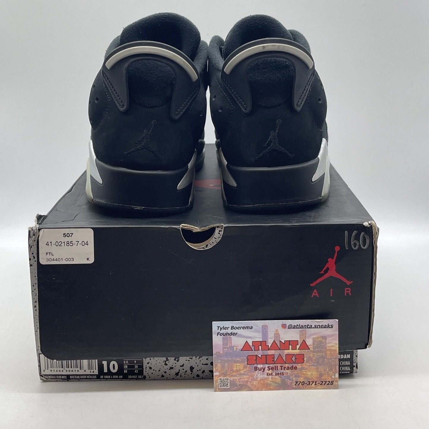 Size 10 - Air Jordan 6 Retro Low Chrome Black (304401-003)