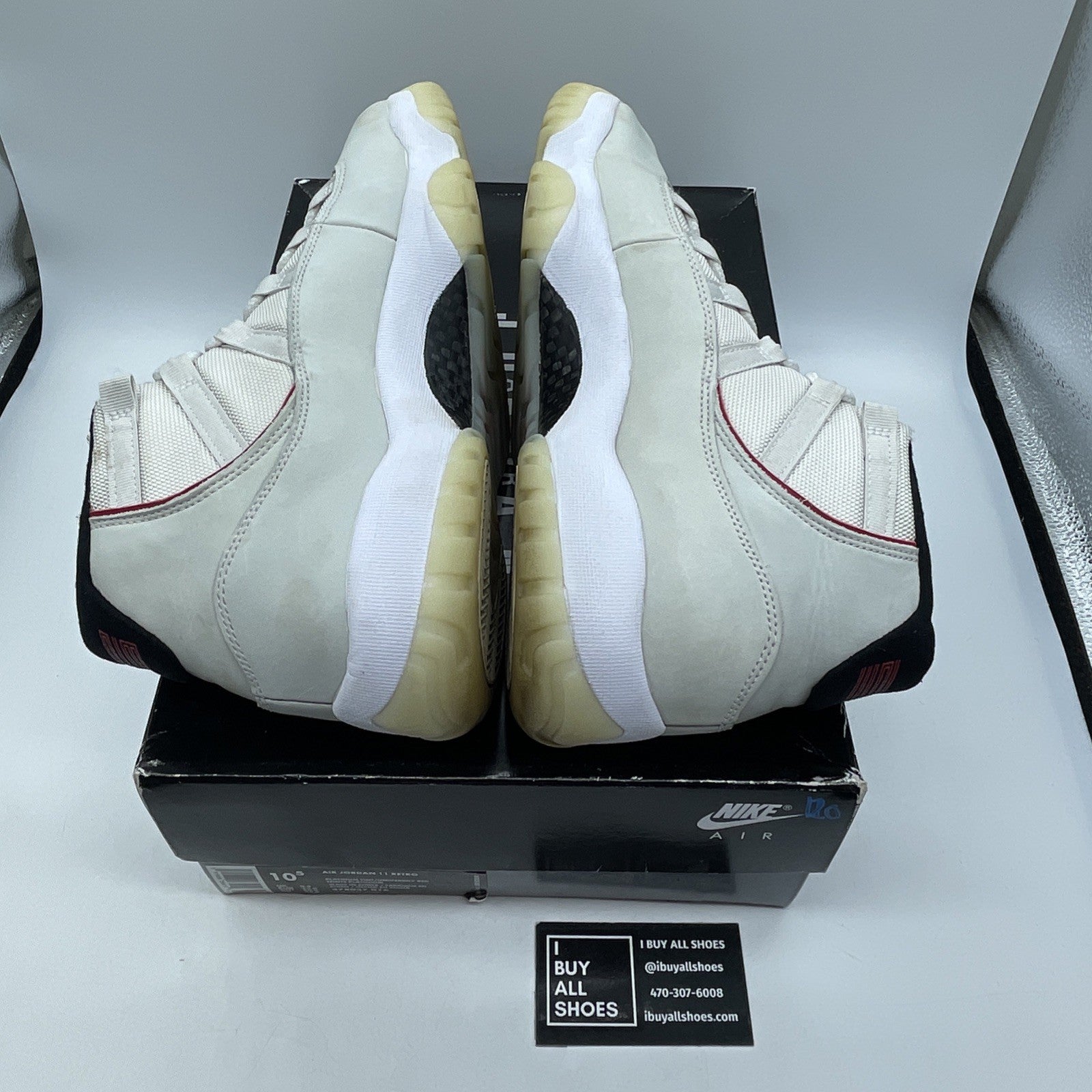 Size 10.5 - Air Jordan 11 Retro Platinum Tint Black Suede (378037-016)