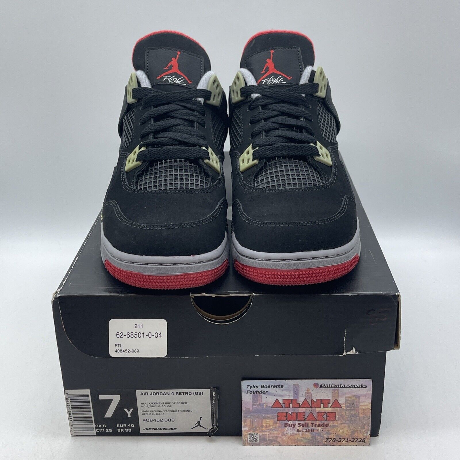 Size 7Y (GS) - Jordan 4 Retro 2012 Low Bred Black Suede Leather (408452-089)