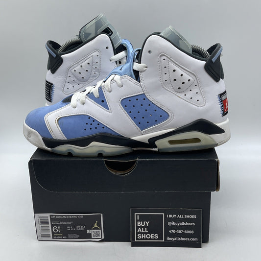 Size 6.5Y - Jordan 6 Retro Mid UNC Home Blue White Suede Leather (384665-410)