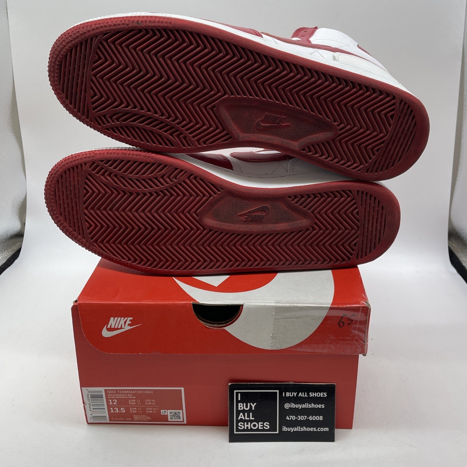 Size 12 - Nike Terminator High University Red White Sneakers Retro (FJ4454-100)