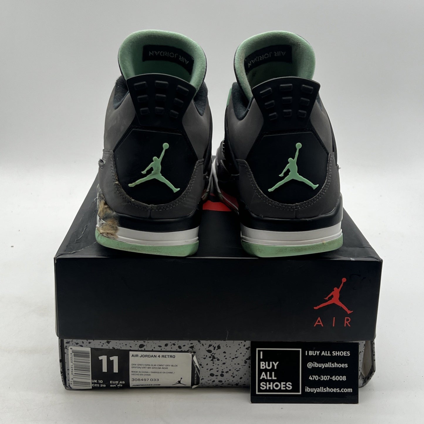 Size 11 - Air Jordan 4 Retro Green Glow 2013 (308497-033)