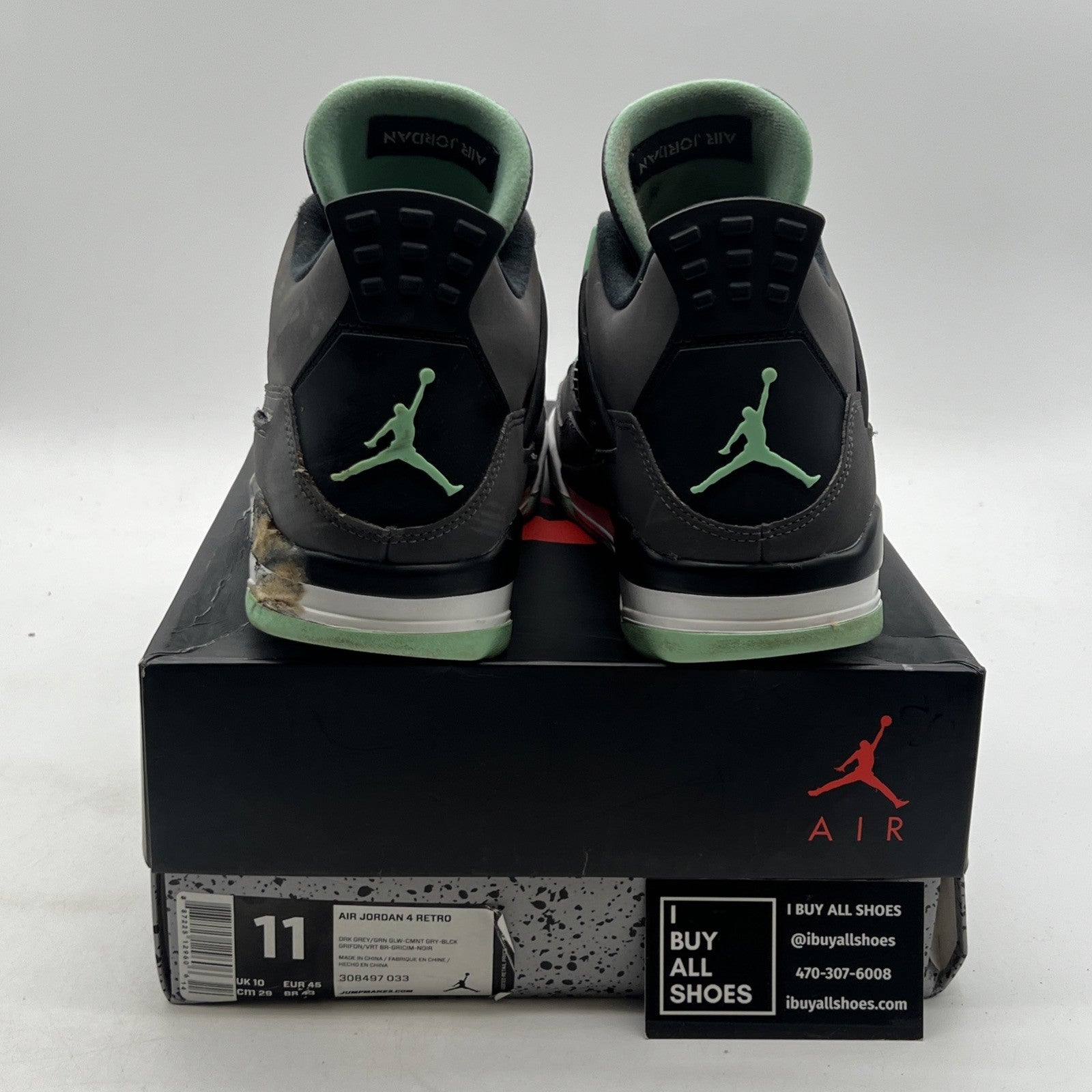 Size 11 - Air Jordan 4 Retro Green Glow 2013 (308497-033)