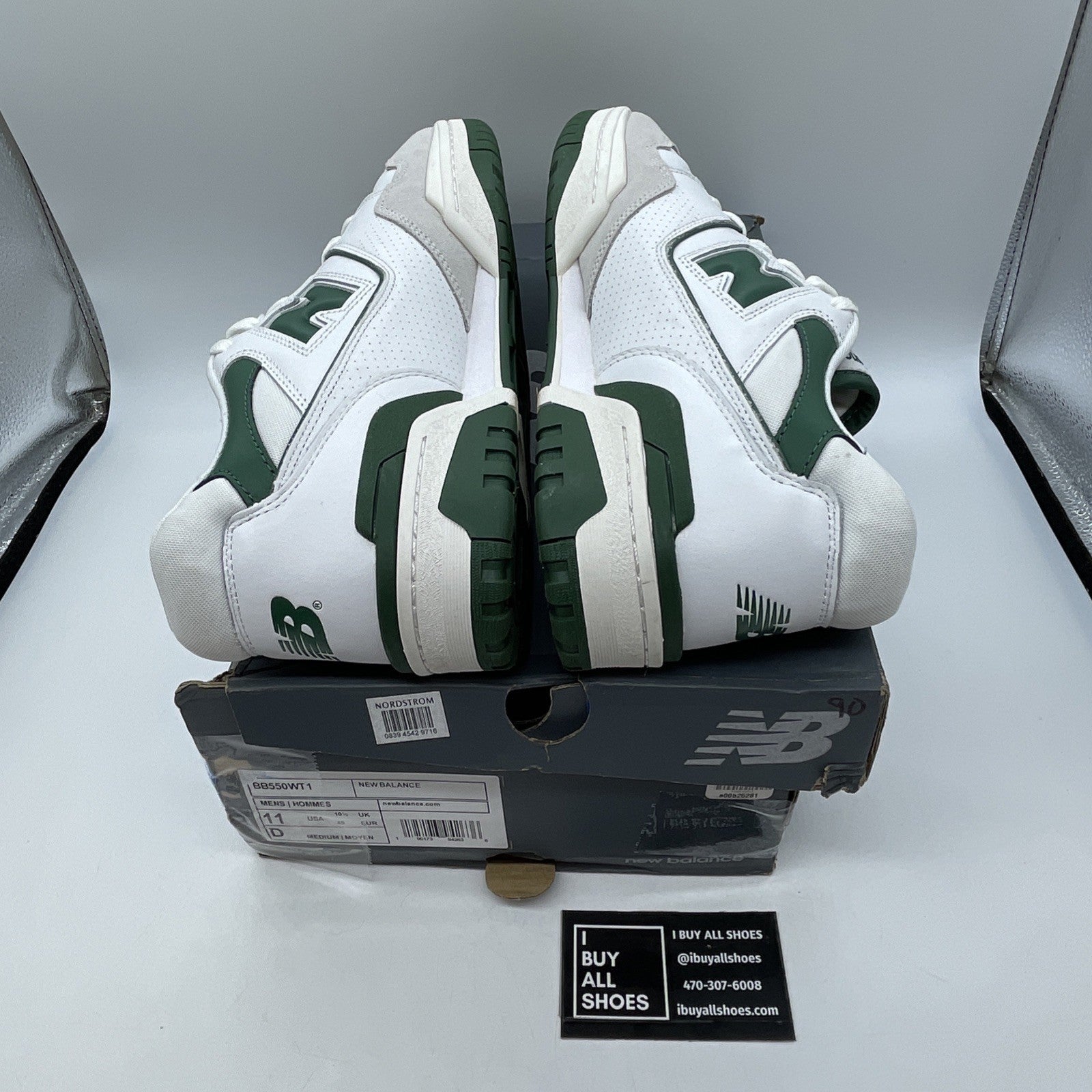 Size 10 - New Balance 550 White 2021 Green Grey Suede Leather (BB550WT1)