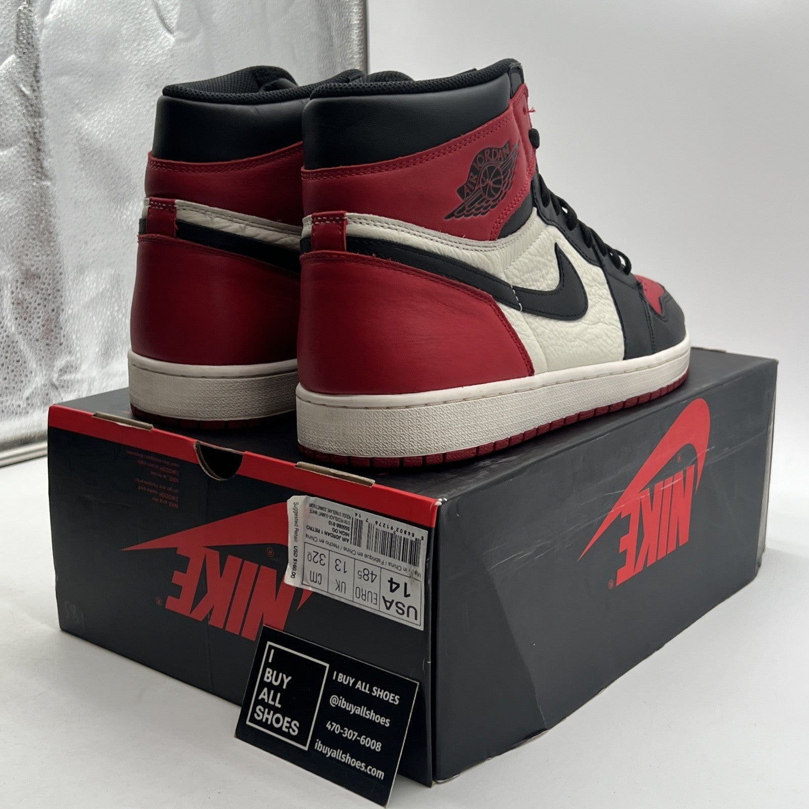 Size 14 - Air Jordan 1 Retro OG High Bred Toe (555088-610)