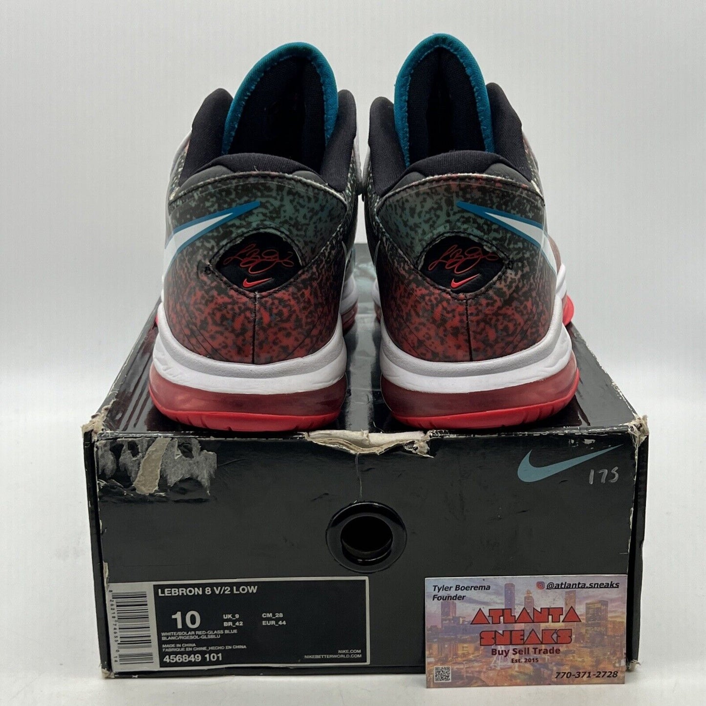 Size 10 - Nike Lebron 8 V/2 2011 Low Miami Night Blue Green Red White 456849-101