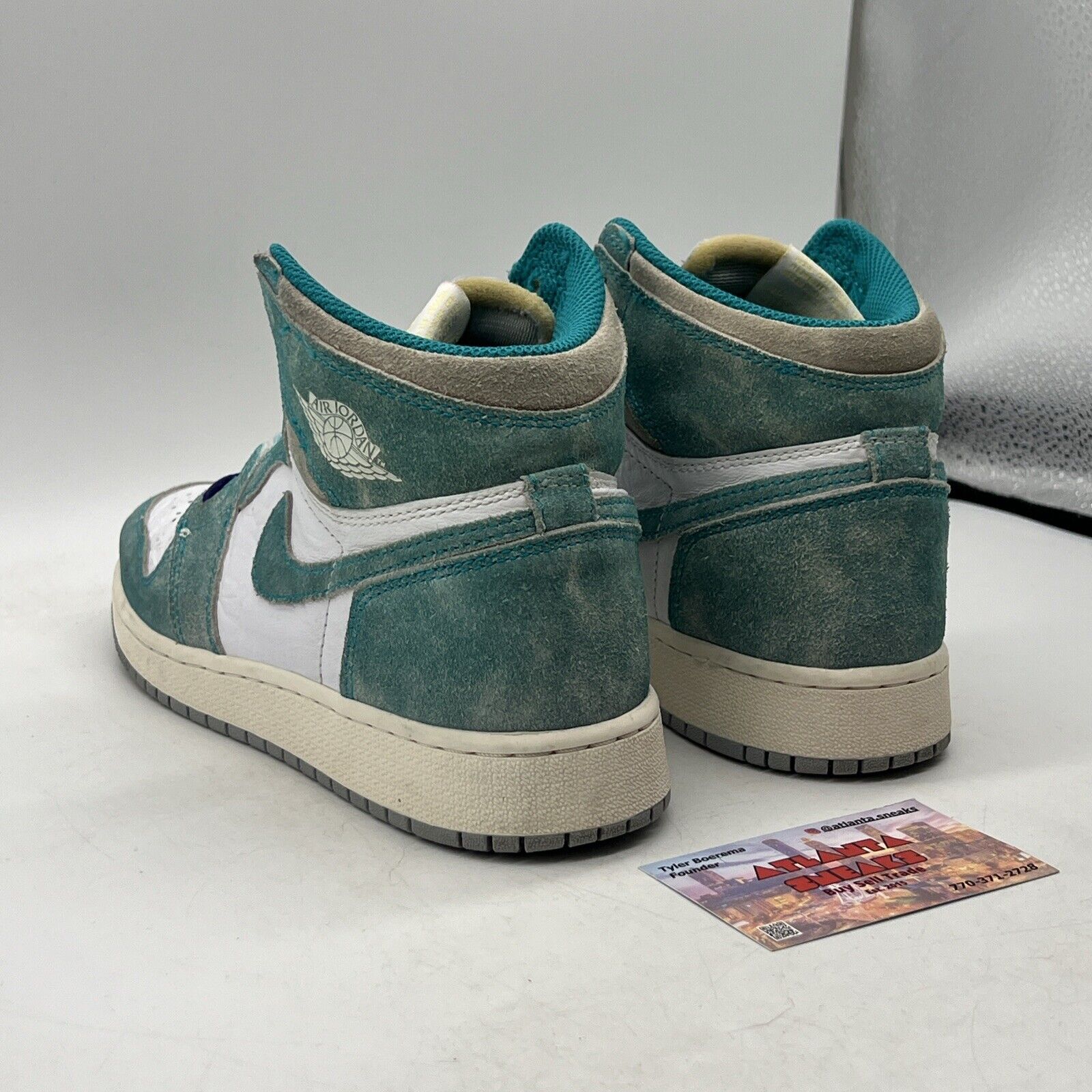 Size 5Y - Jordan 1 Retro OG High Turbo Green White Leather (575441-311)