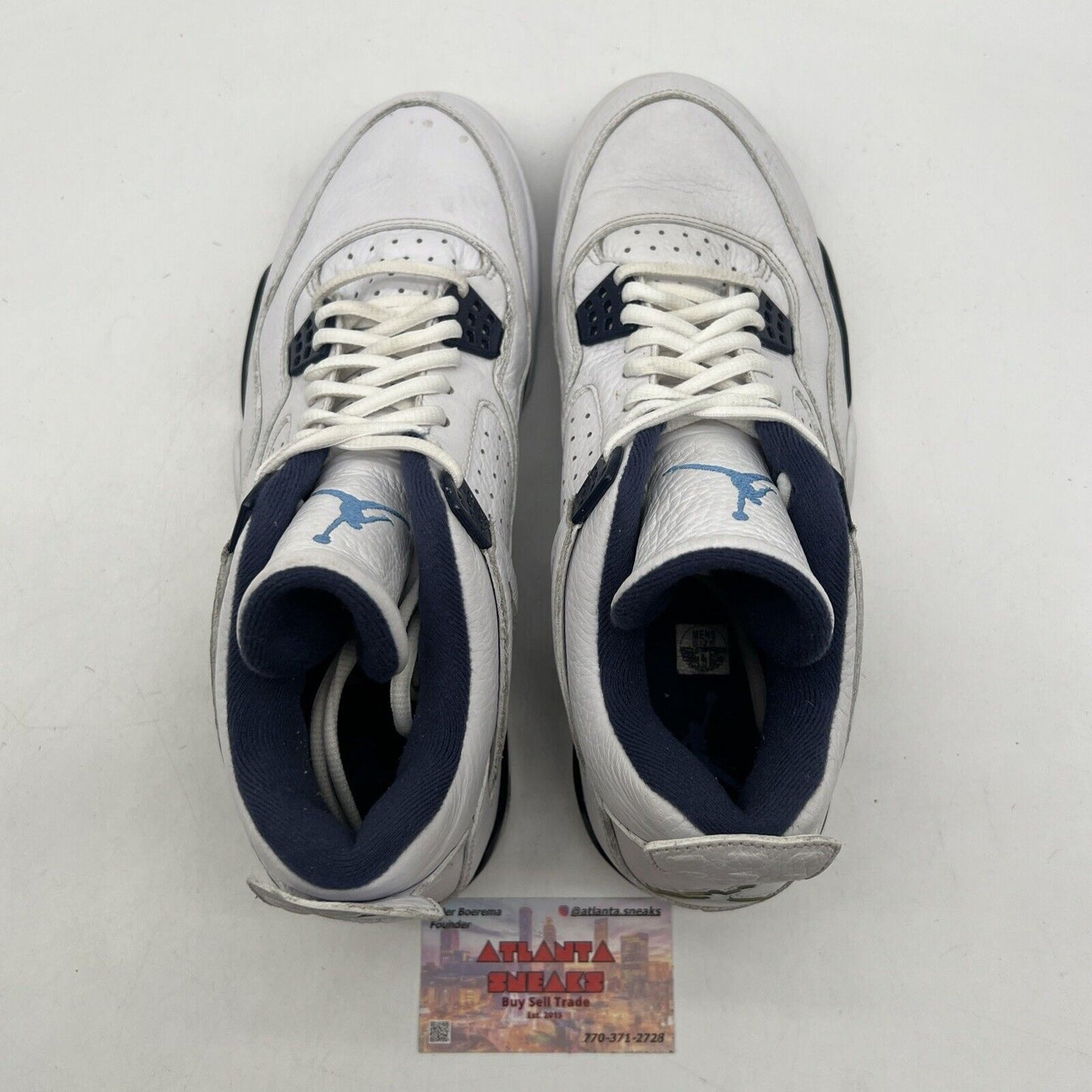 Size 11 - Air Jordan 4 Retro LS Columbia White Navy Leather (314254-107)