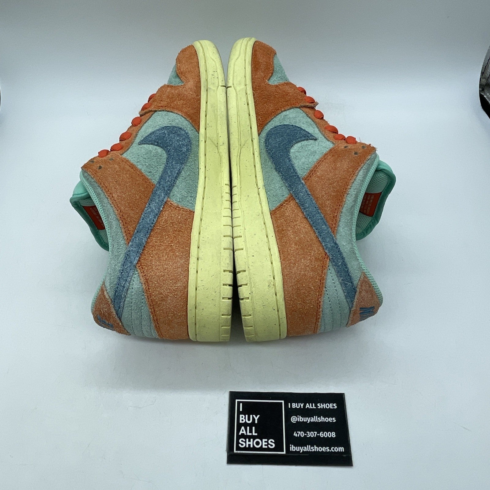 Size 12 - Nike Dunk SB Low Orange Emerald Rise Blue Suede (DV5429-800)