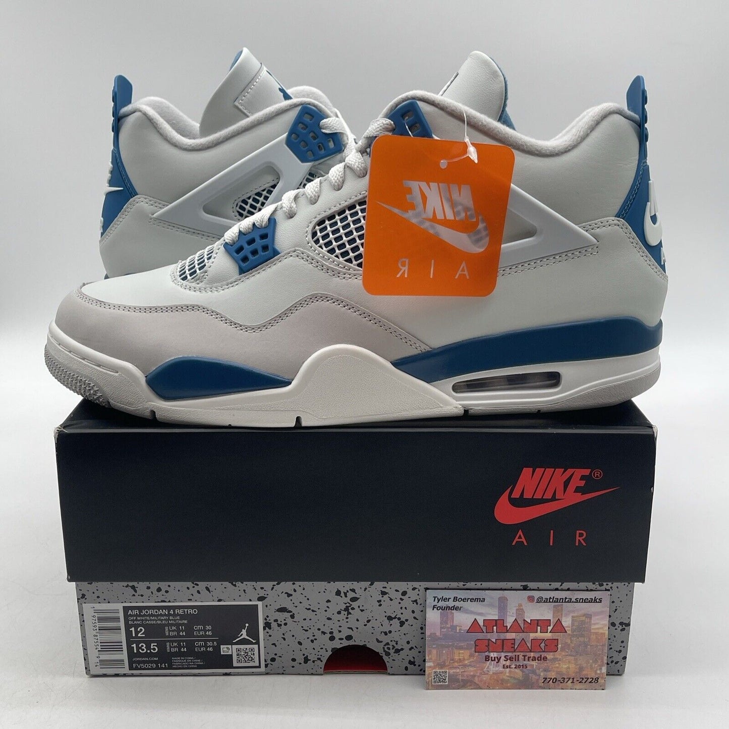 Size 12 - Air Jordan 4 Retro 2024 Military Blue White Leather (FV5029-141)