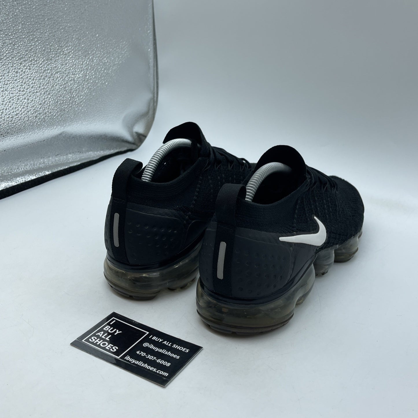 Size 9.5 - Nike Air VaporMax Flyknit 2 Black White Suede Leather (942842-001)