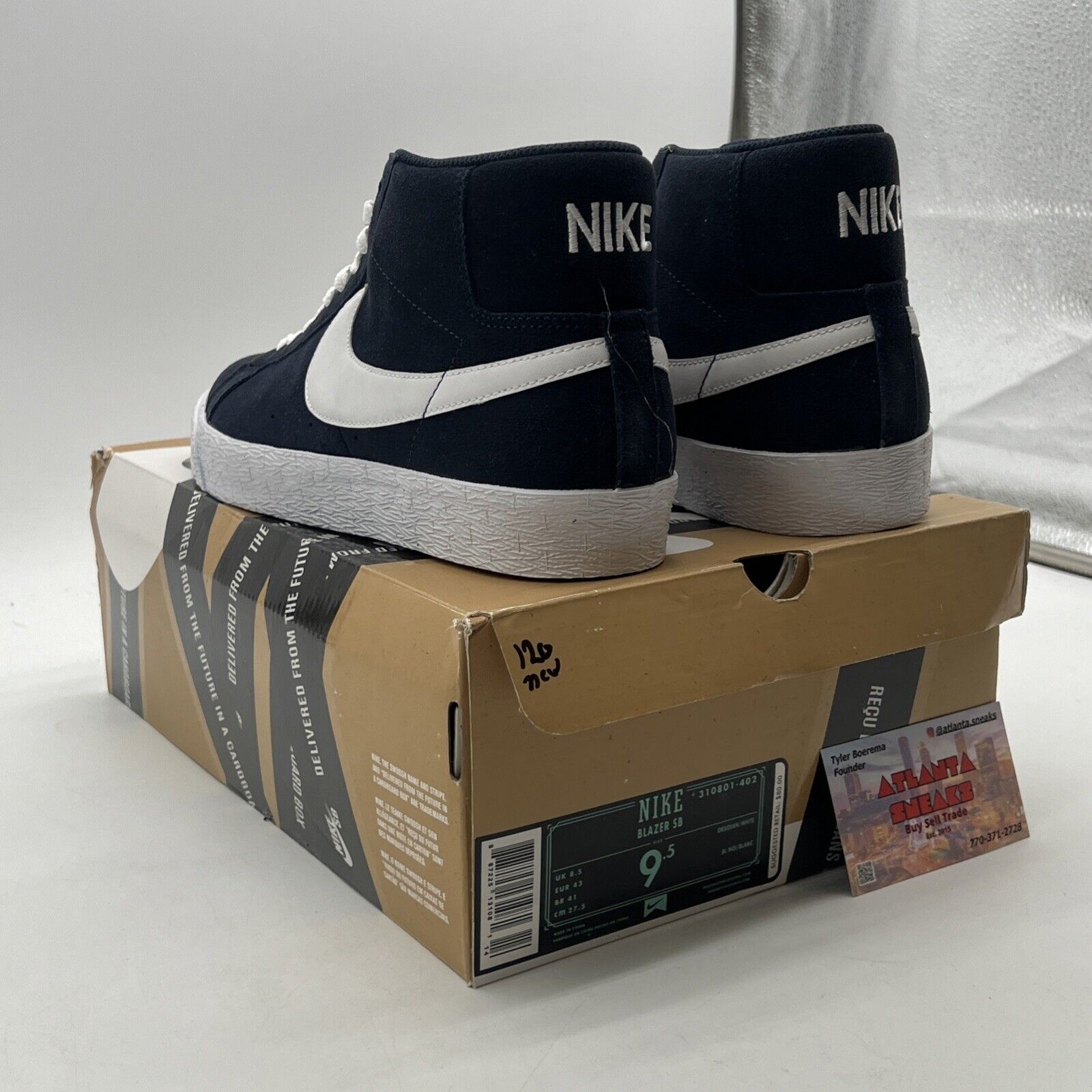 Size 9.5 - NIKE SB ZOOM BLAZER MID NAVY-WHITE (310801-402)