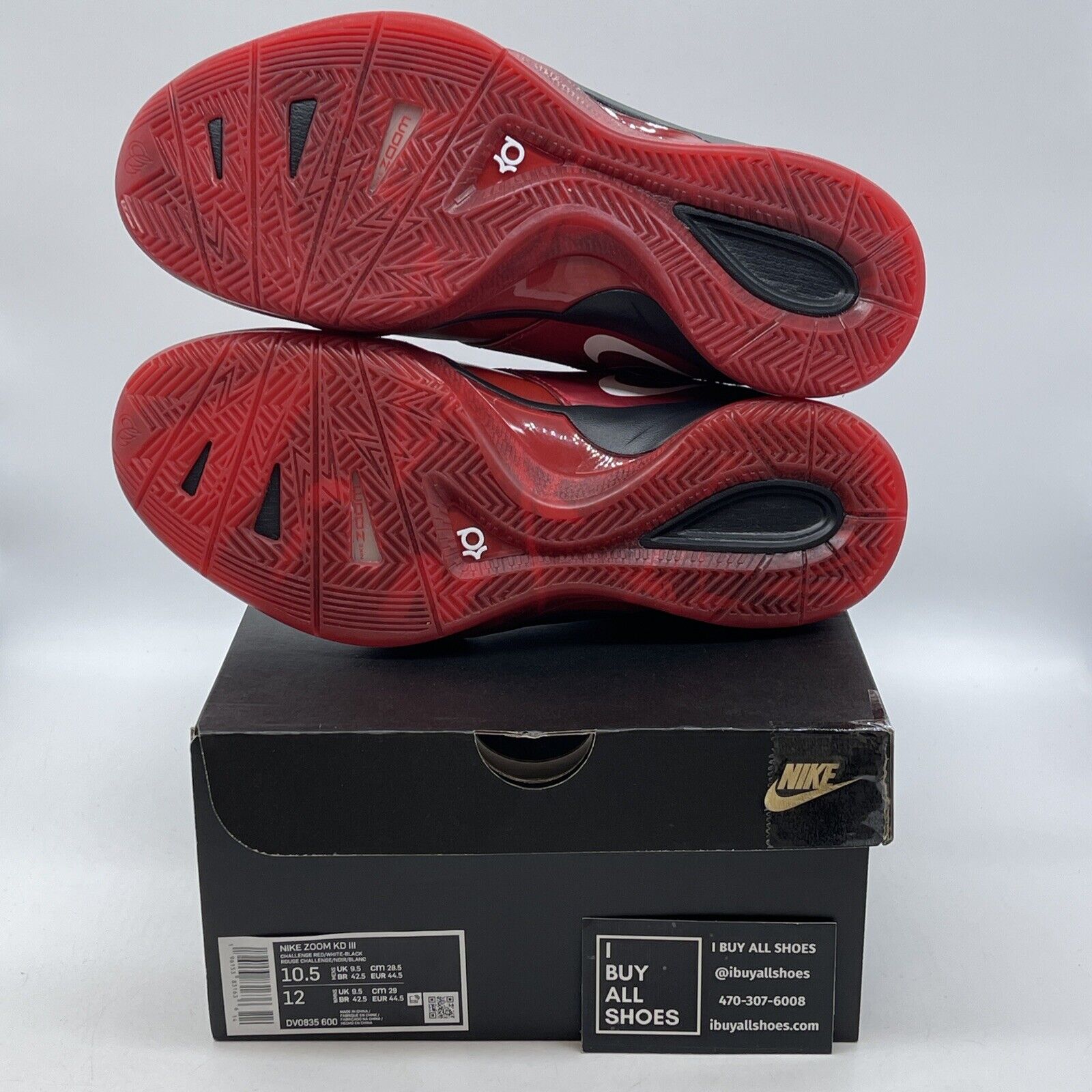 Size 10.5 - Nike KD 3 Red Black White Leather (DV0835-600)