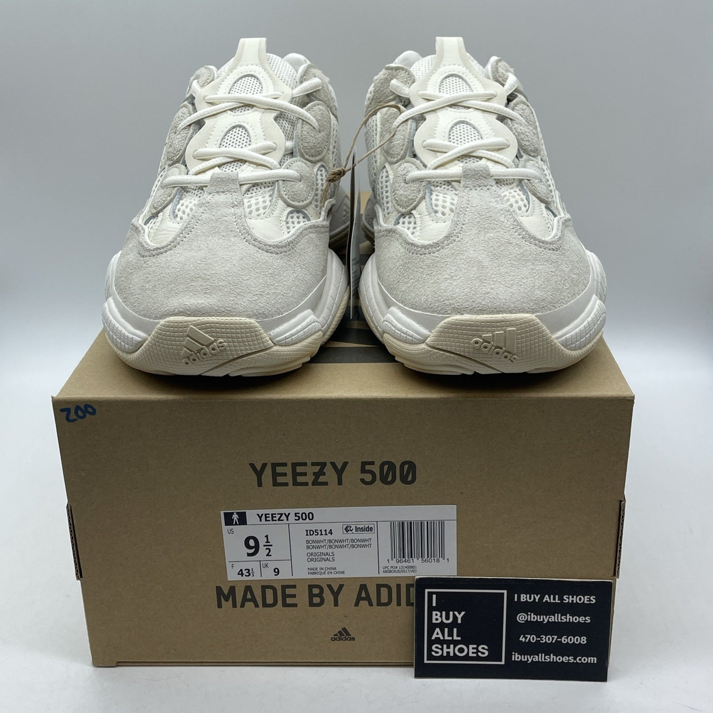 Size 9.5 - Original Adidas Yeezy 500 'bone white' Grey Suede (ID5114)