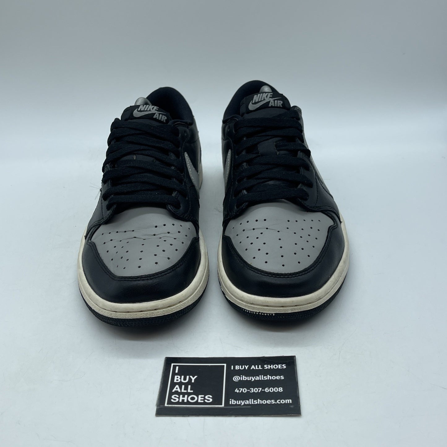 Size 9.5 - Air Jordan 1 Retro OG 2015 Low Shadow Grey Black Leather (705329-003)