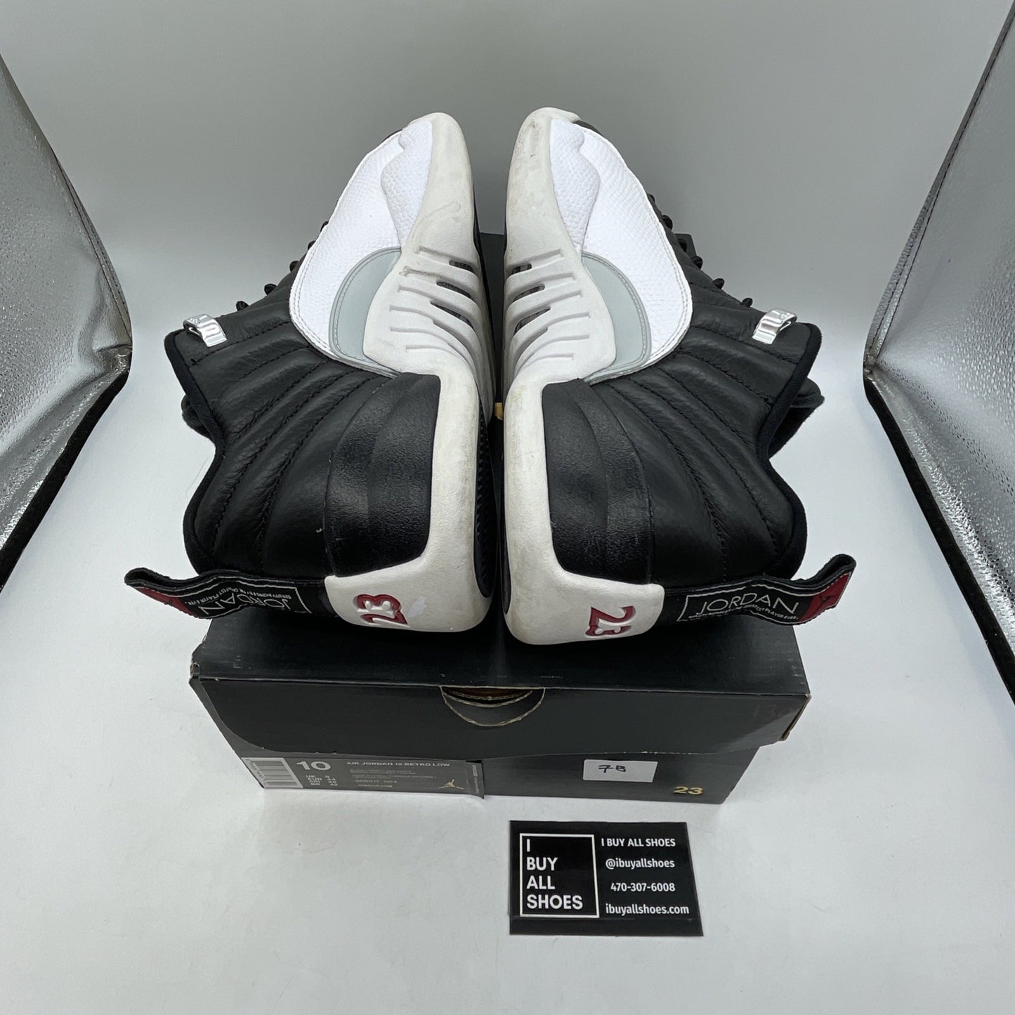 Size 10 - Air Jordan 12 Retro Low Playoffs Black White Leather (308317-004)