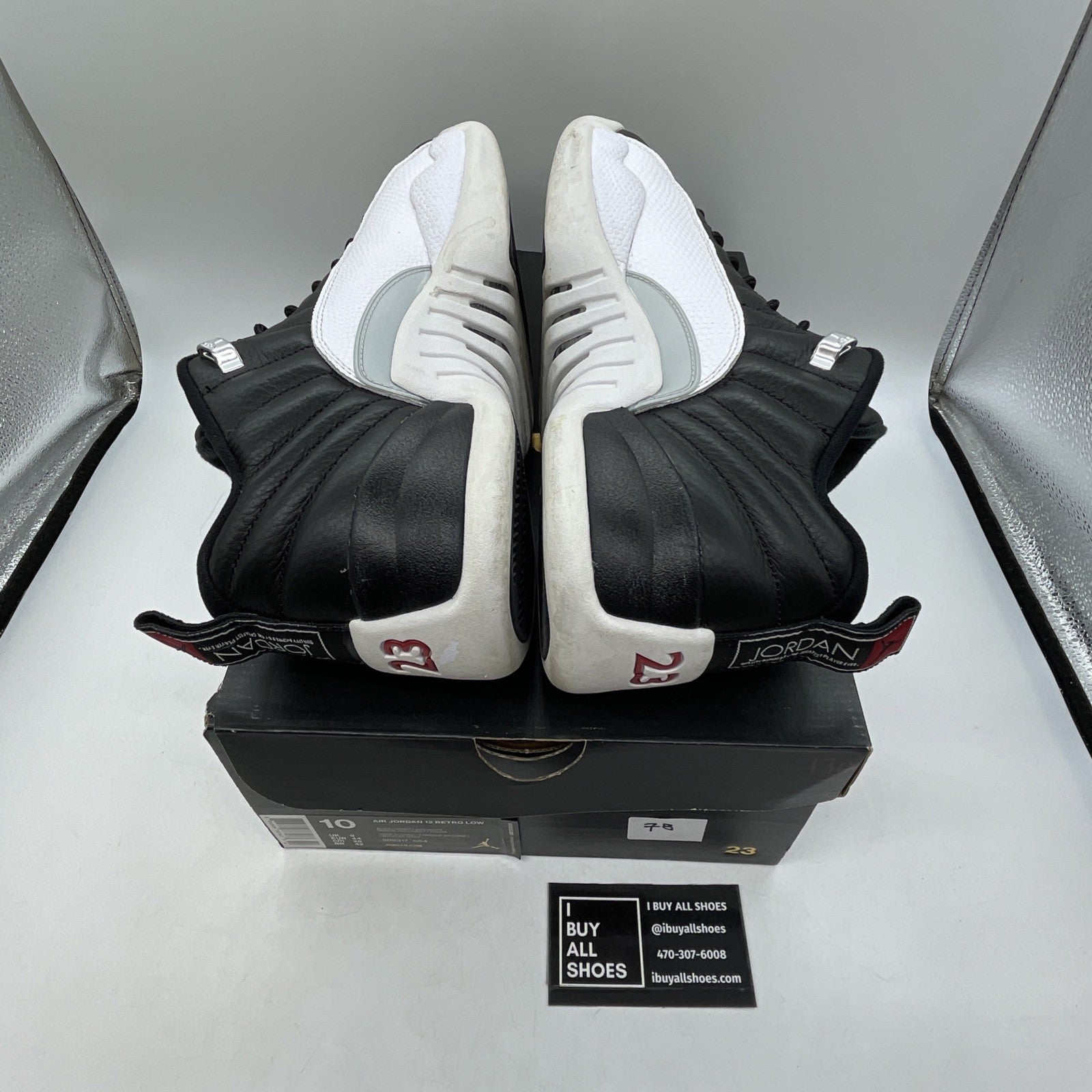 Size 10 - Air Jordan 12 Retro Low Playoffs Black White Leather (308317-004)