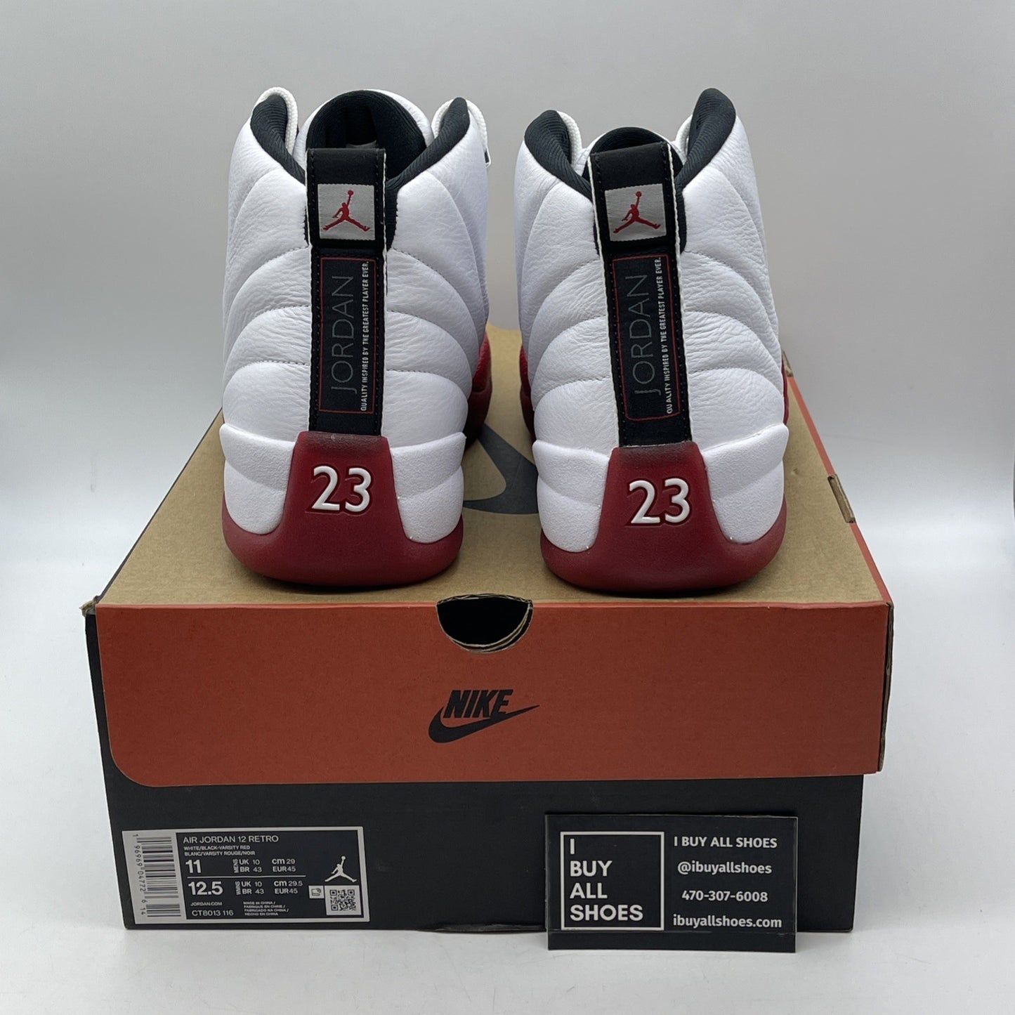 Size 11 - Air Jordan 12 Retro 2023 Mid Cherry White Red Leather (CT8013-116)