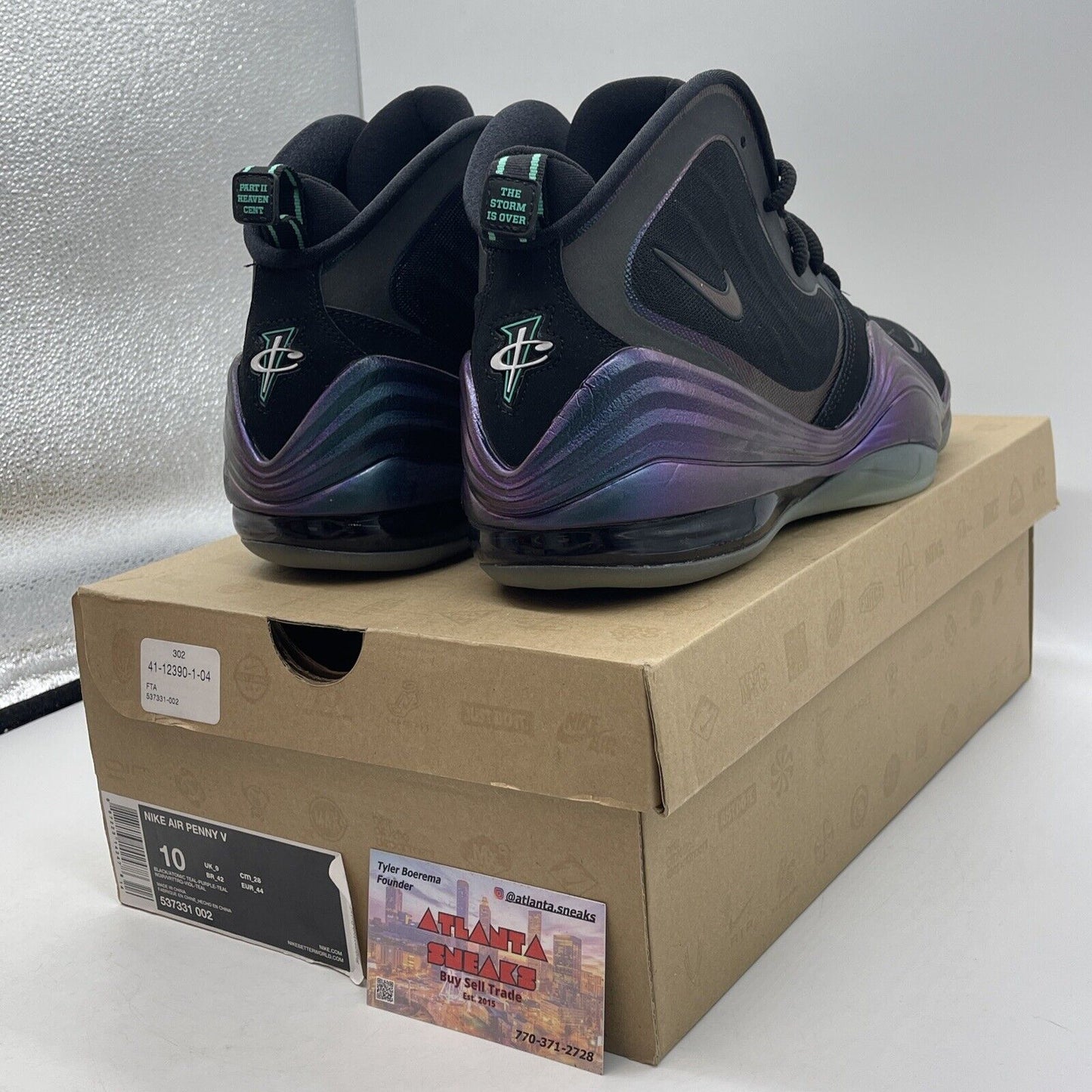 Size 10 - Nike Air Penny 5 Invisibility Cloak Black Purple Suede (537331-002