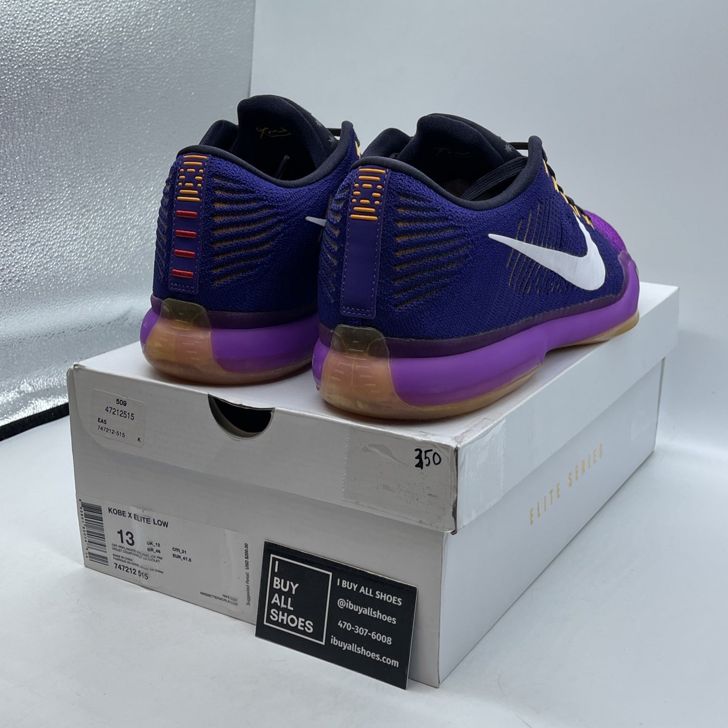 Size 13 - Nike Kobe 10 Elite Draft Pick White Purple Suede (747212-515)