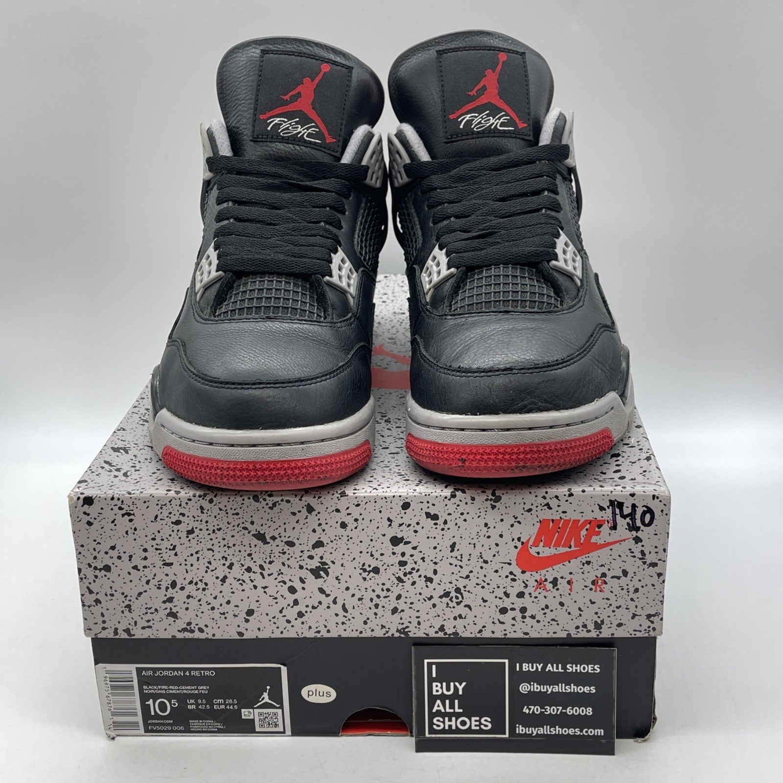 Size 10.5 - Air Jordan 4 Retro Bred Reimagined Black Leather (FV5029-006)
