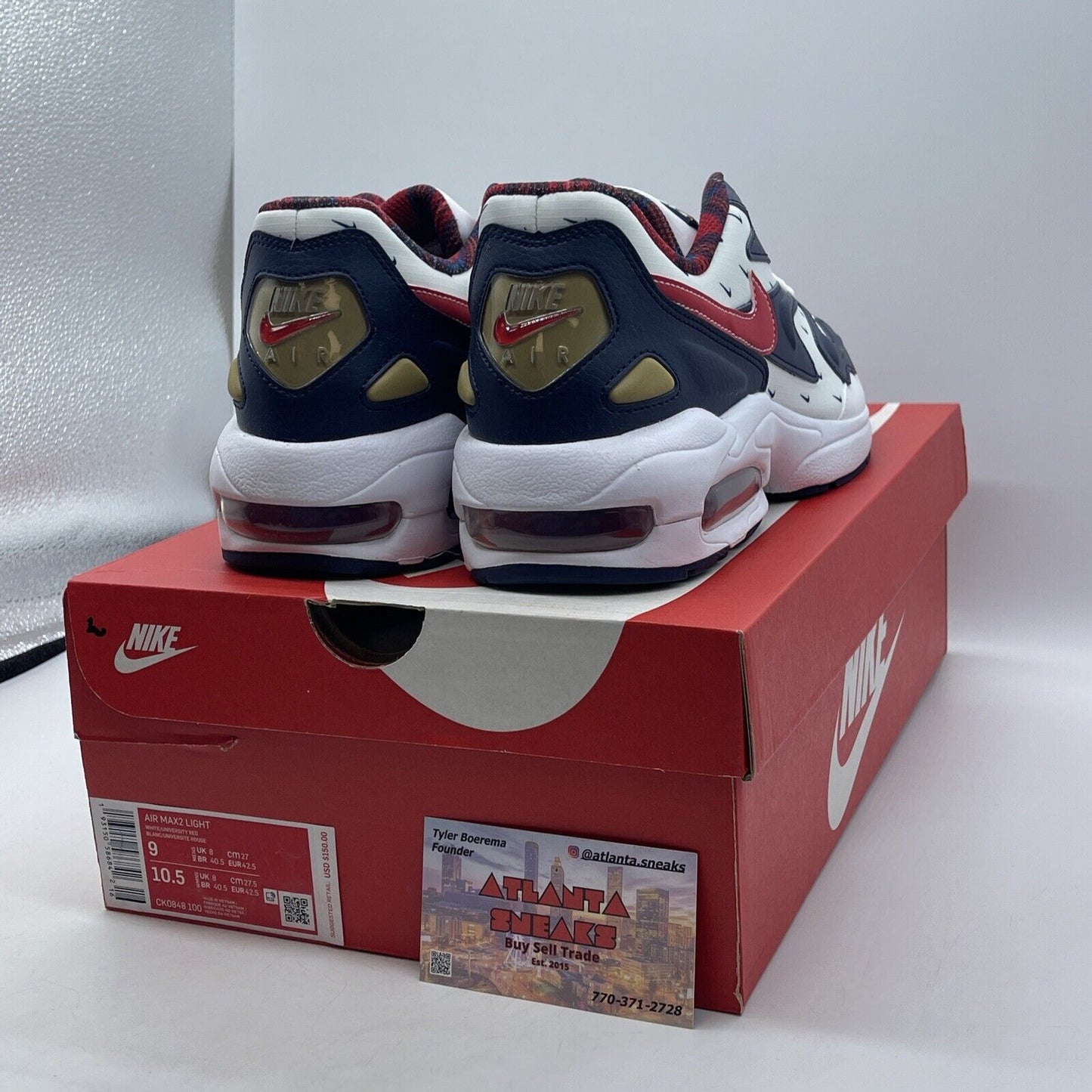 Size 9 - Nike Air Max 2 Light USA Blue Red White Suede Leather (CK0848-100)