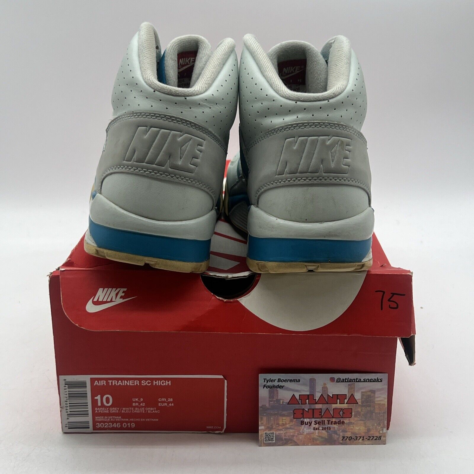 Size 10 - Nike Air Trainer SC High Barely Grey Blue Orbit (302346-019)