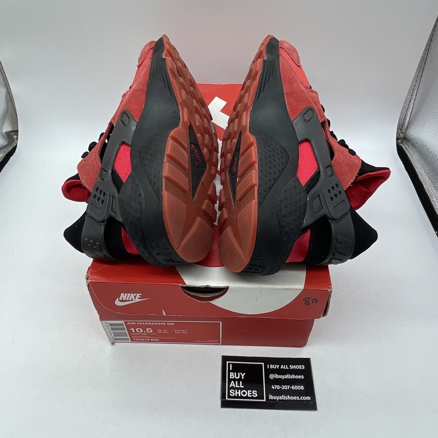Size 10.5 - Nike Air Huarache Qs Love Hate Red Black Suede (700878-600)