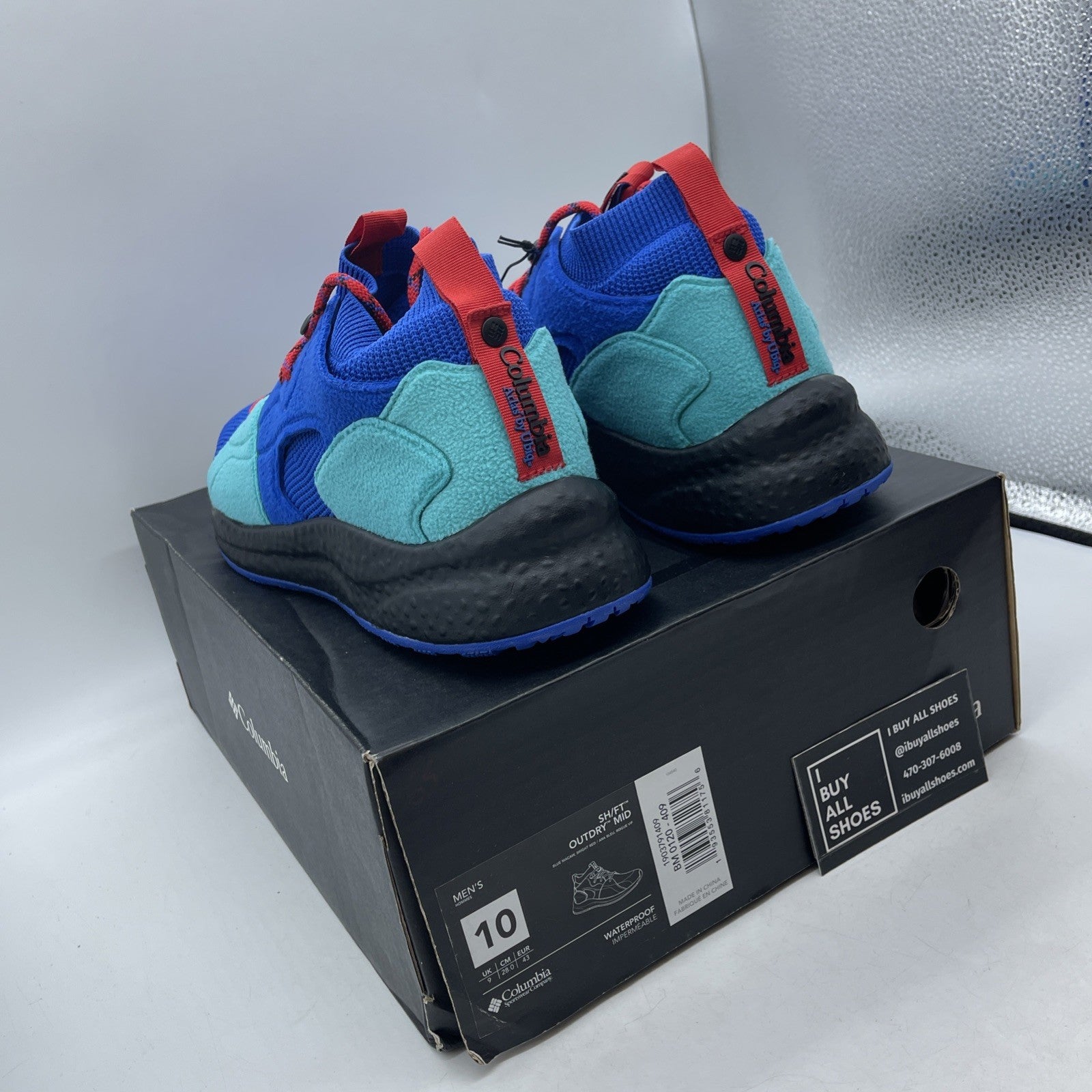 Size 10 - Columbia Mens Atmos X SH FT Outdry Mid Blue Black (1903791-409)