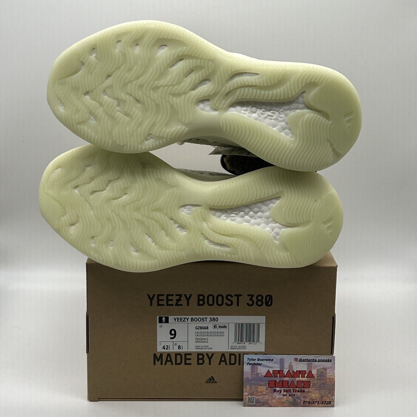 Size 9 - adidas Yeezy Boost 380 Calcite Glow DS Sneakers Brand New Og All Glow