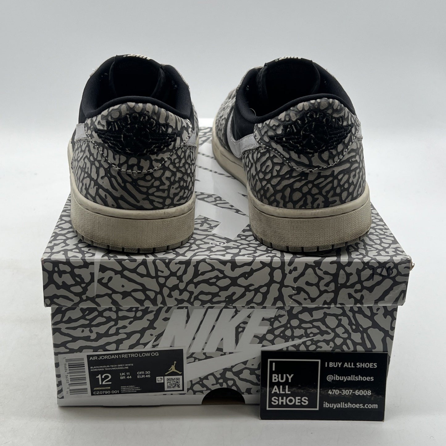 Size 12 - Air Jordan 1 Retro OG Low Black Cement (CZ0790-001)