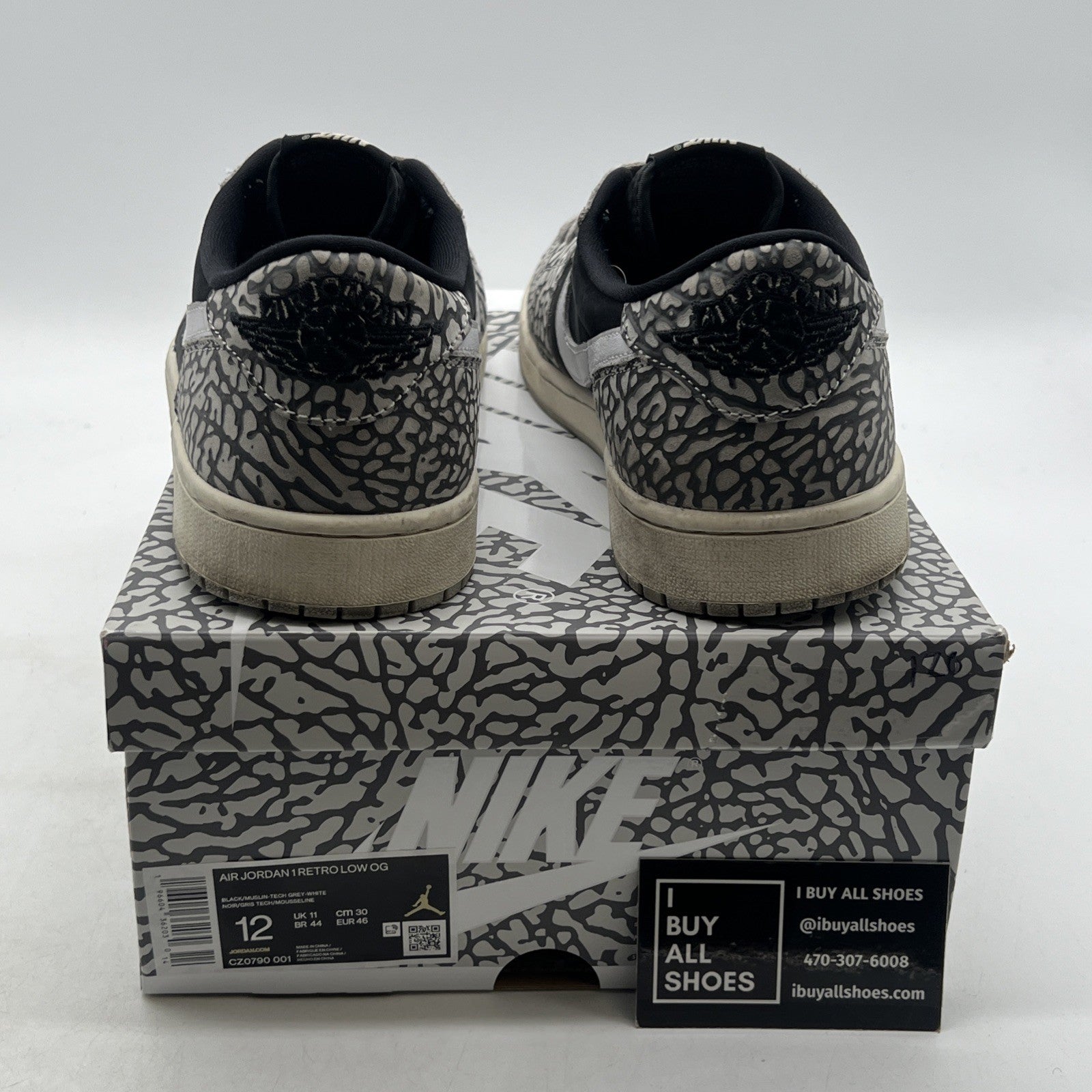 Size 12 - Air Jordan 1 Retro OG Low Black Cement (CZ0790-001)