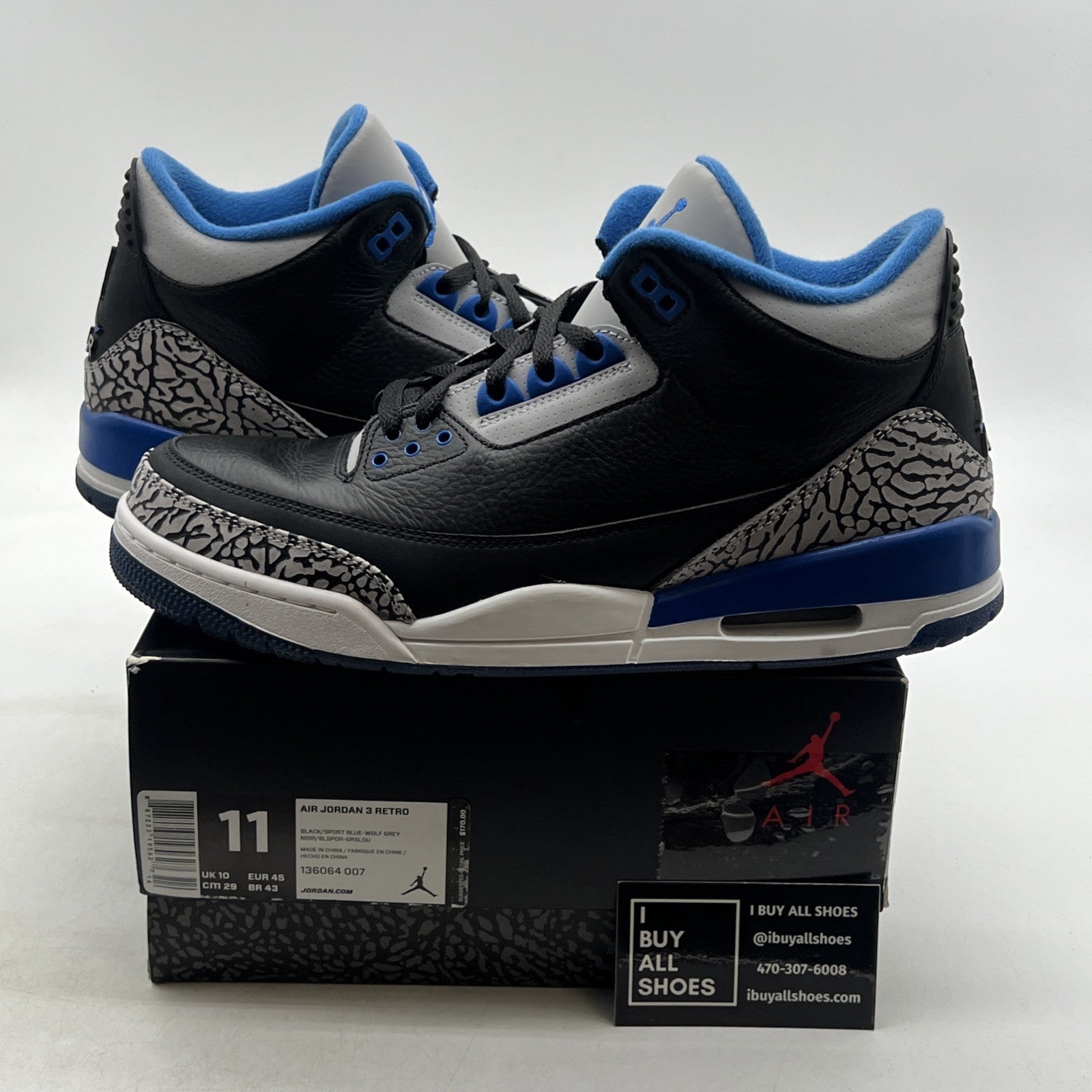 Size 11 - Air Jordan 3 Retro Sport Blue (136064-007)