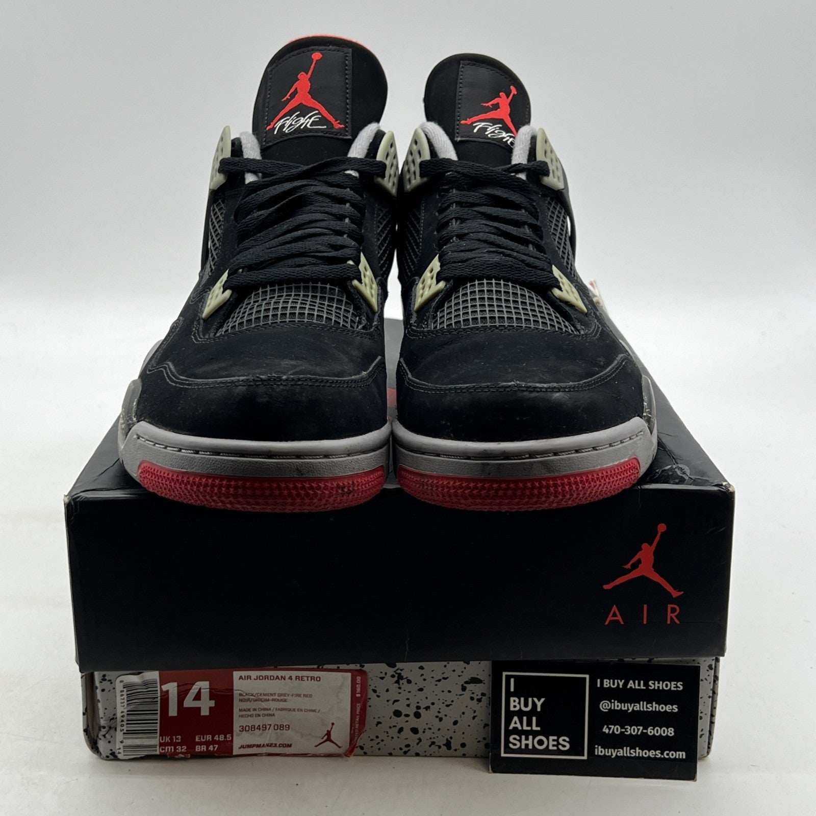 Size 14 - Air Jordan 4 Retro bred release 2012 (308497-089)