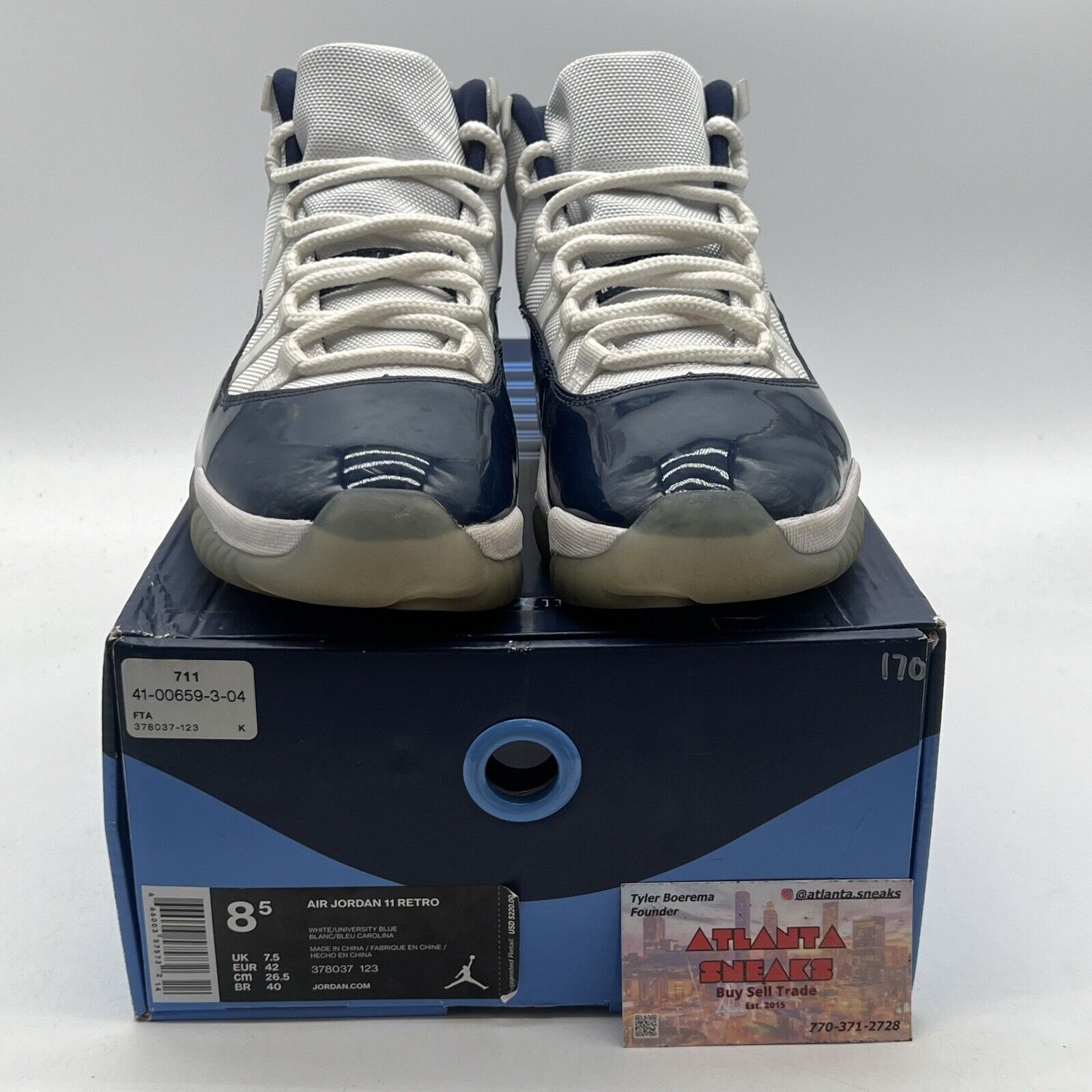 Size 8.5 - Jordan 11 Retro High Win Like '82 Navy Suede Leather (378037-123)